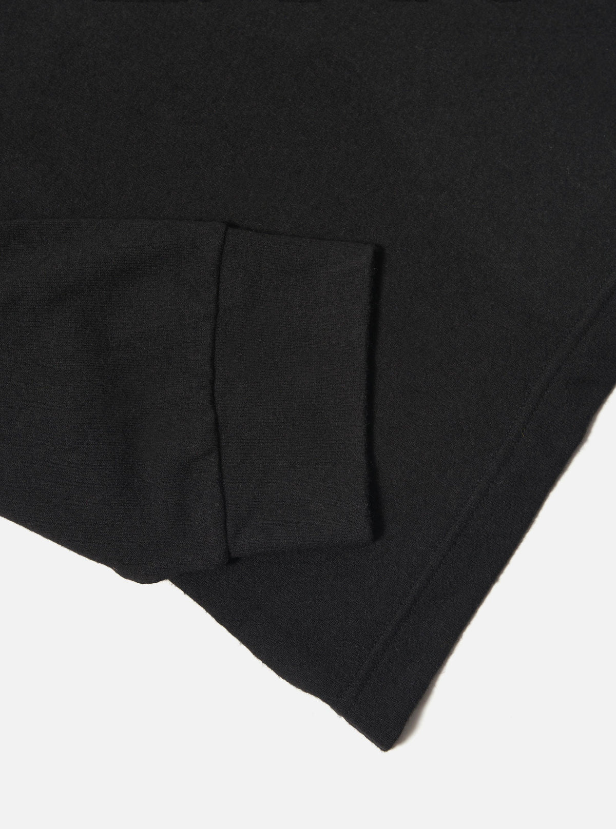 Black Recycled Wool Mix Single Jersey Pullover L/S Shirt