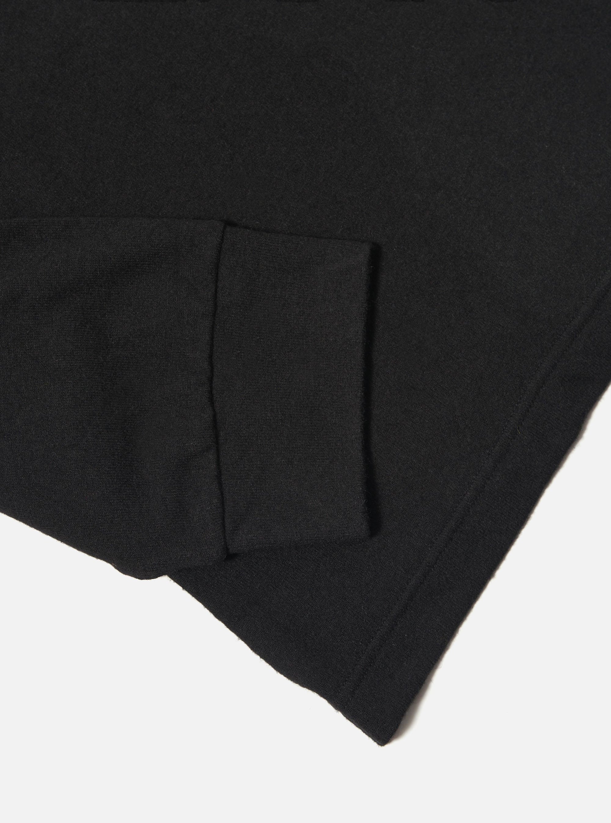 Black Recycled Wool Mix Single Jersey Pullover L/S Shirt