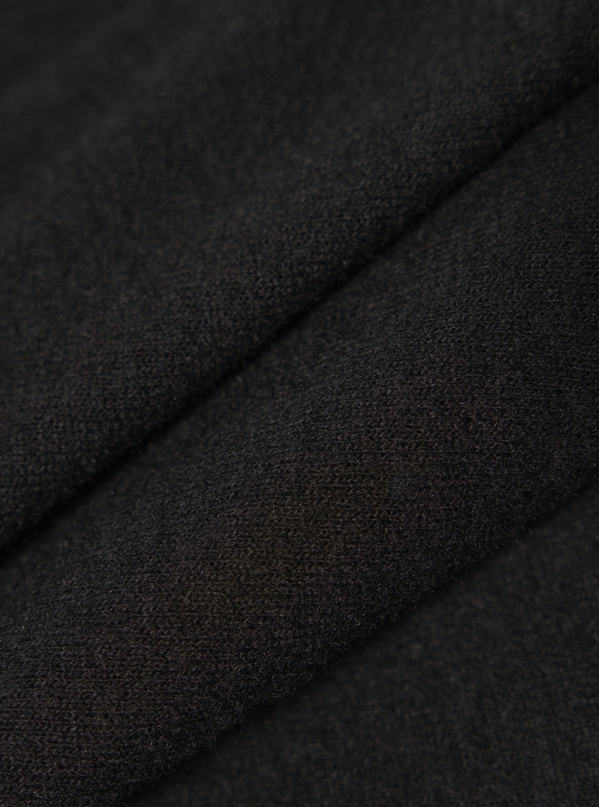 Black Recycled Wool Mix Single Jersey Pullover L/S Shirt