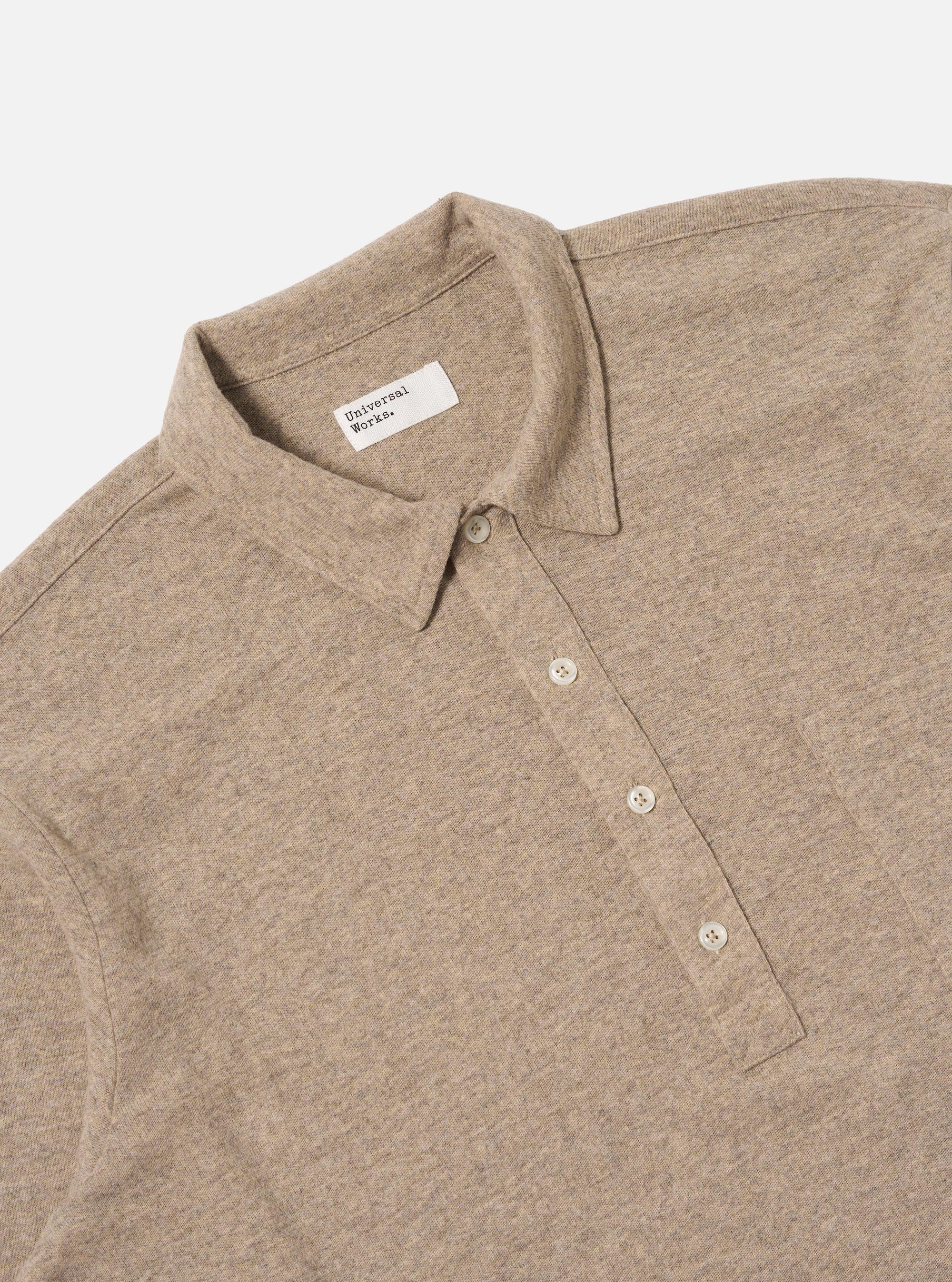 Dark Sand Recycled Wool Mix Single Jersey Pullover L/S Shirt