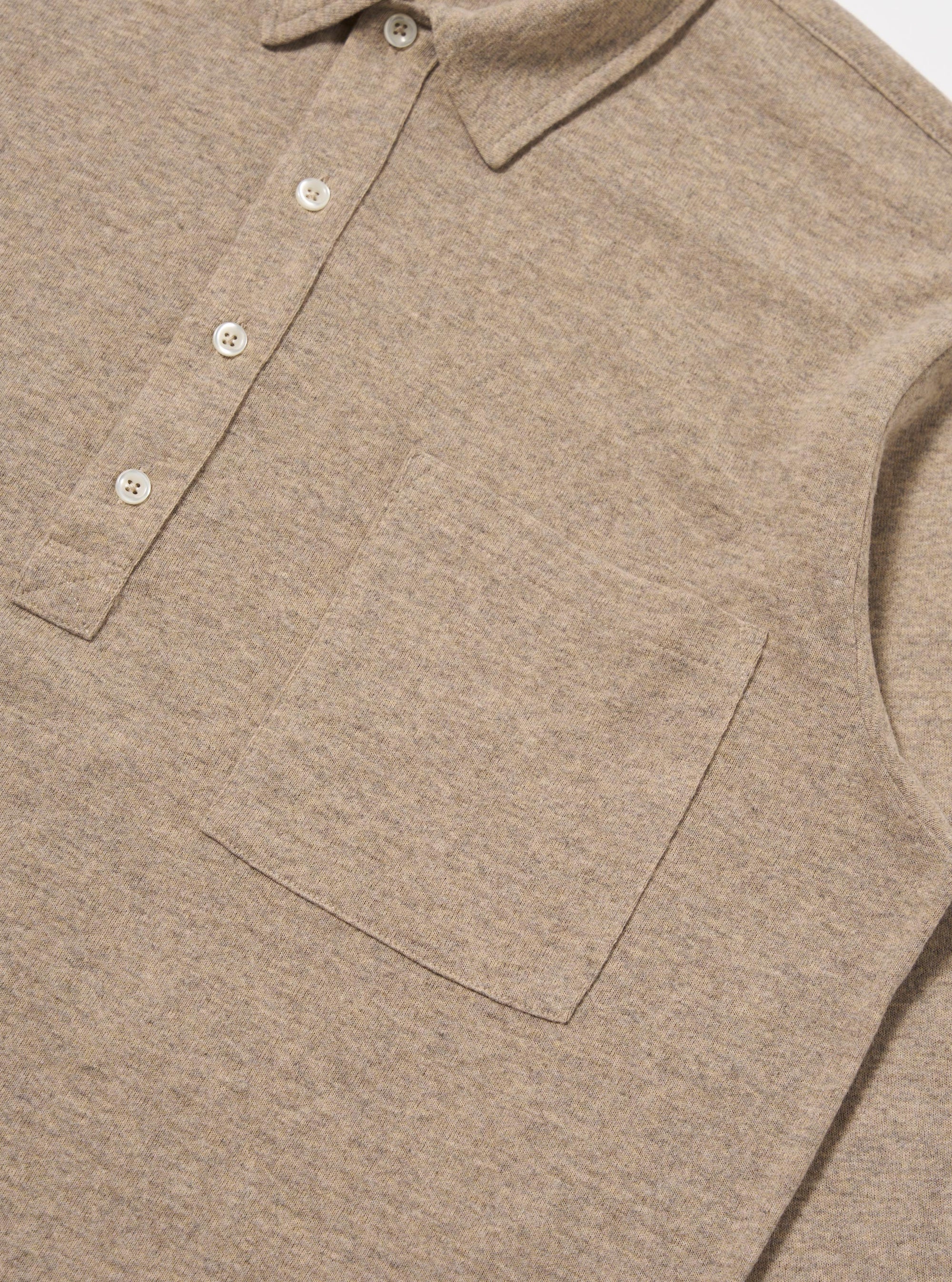 Dark Sand Recycled Wool Mix Single Jersey Pullover L/S Shirt