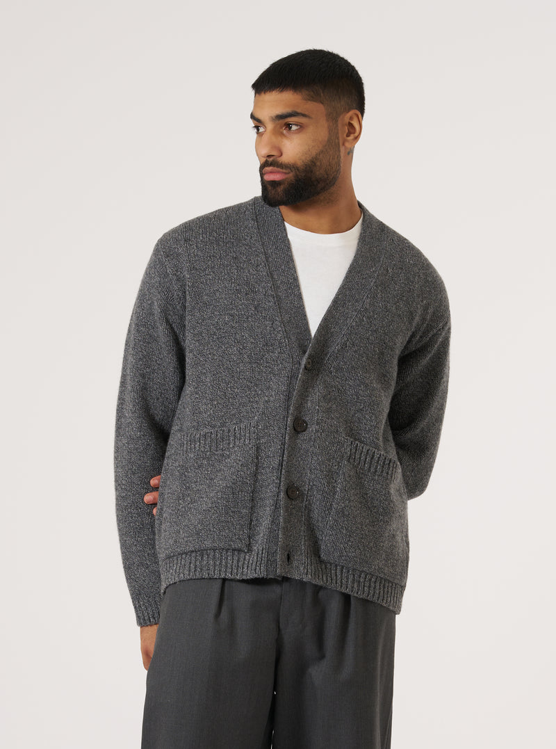 Grey Recycled Shetland Langdale Cardigan