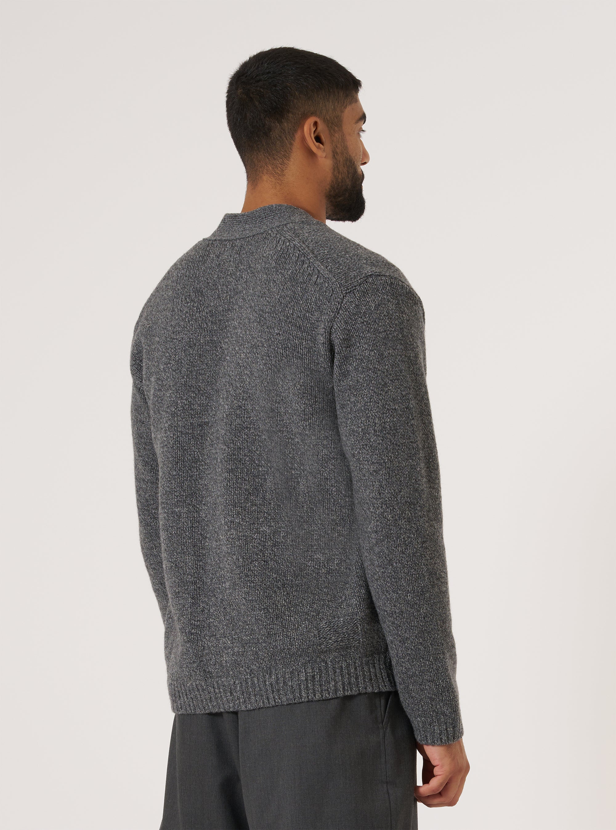 Grey Recycled Shetland Langdale Cardigan