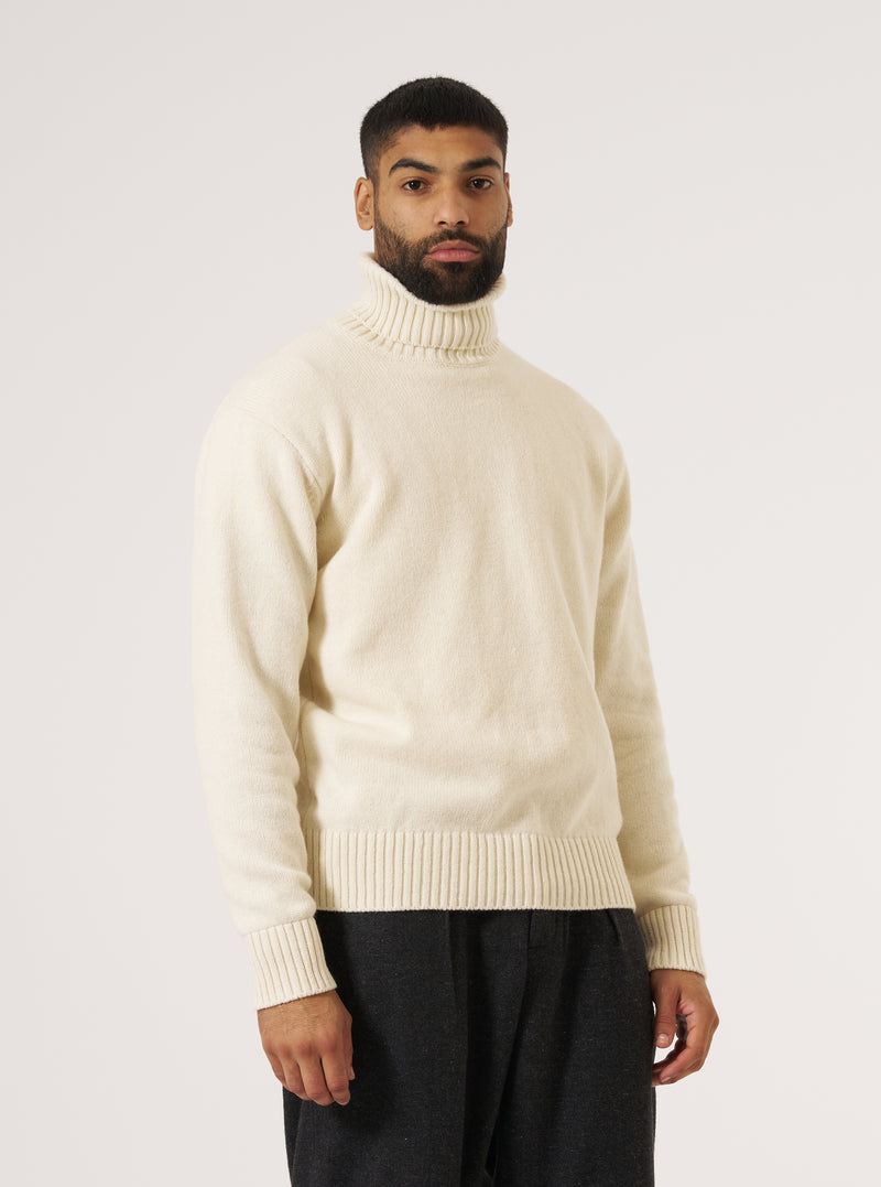 Ecru Recycled Shetland Roll Neck