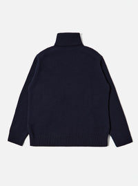 Navy Recycled Shetland Roll Neck