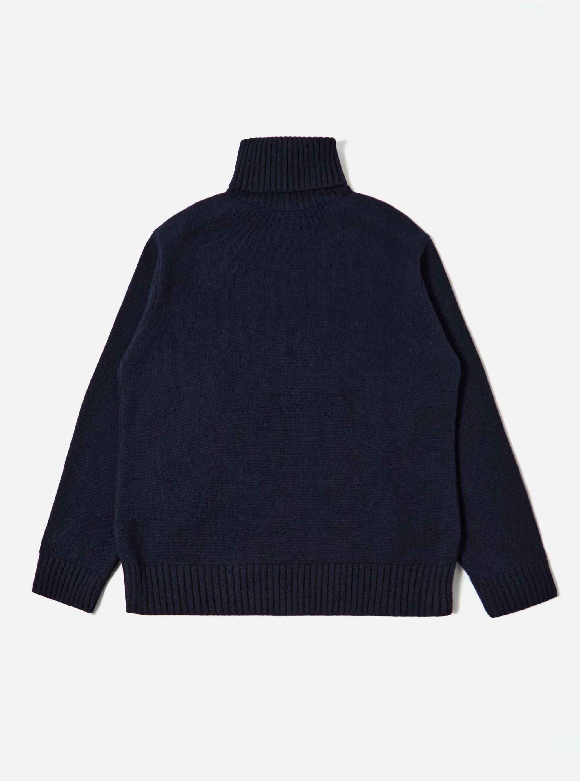 Navy Recycled Shetland Roll Neck