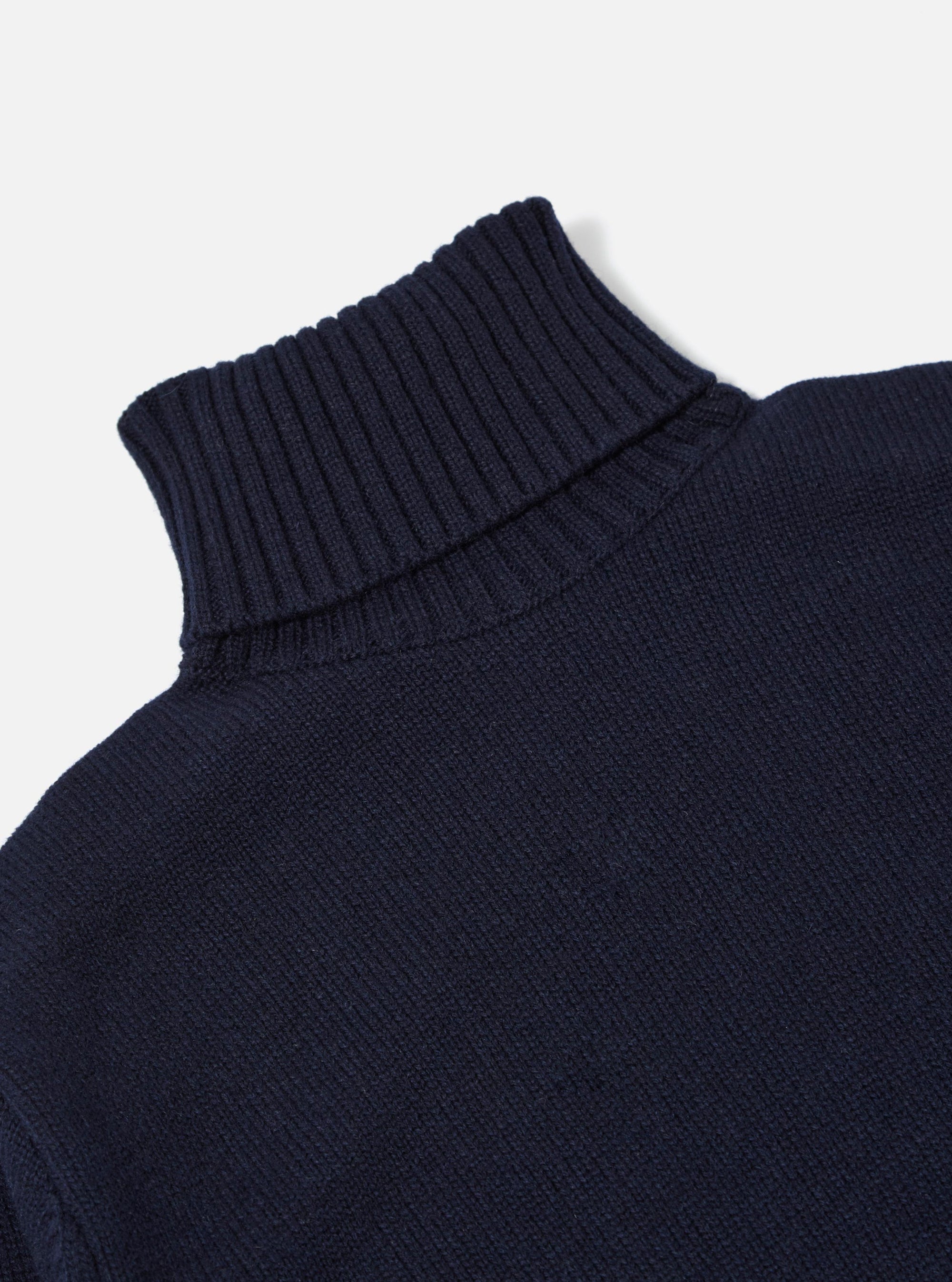 Navy Recycled Shetland Roll Neck