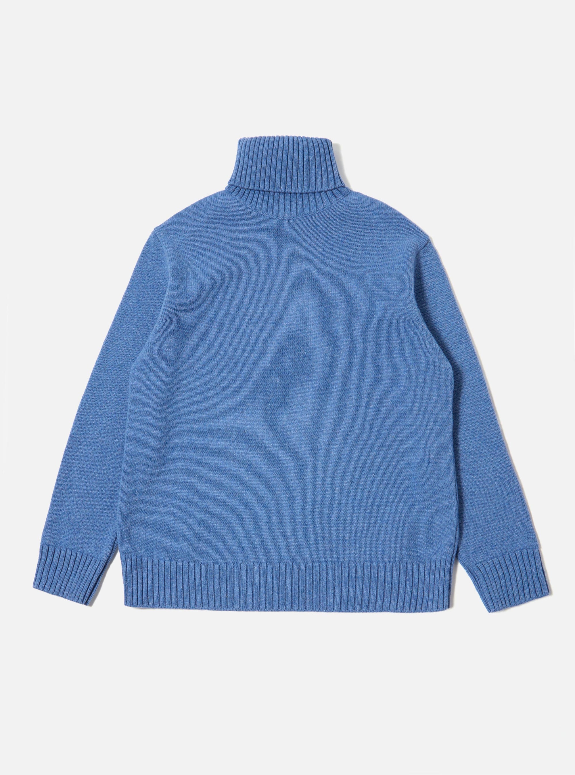 Pale Blue Recycled Shetland Roll Neck