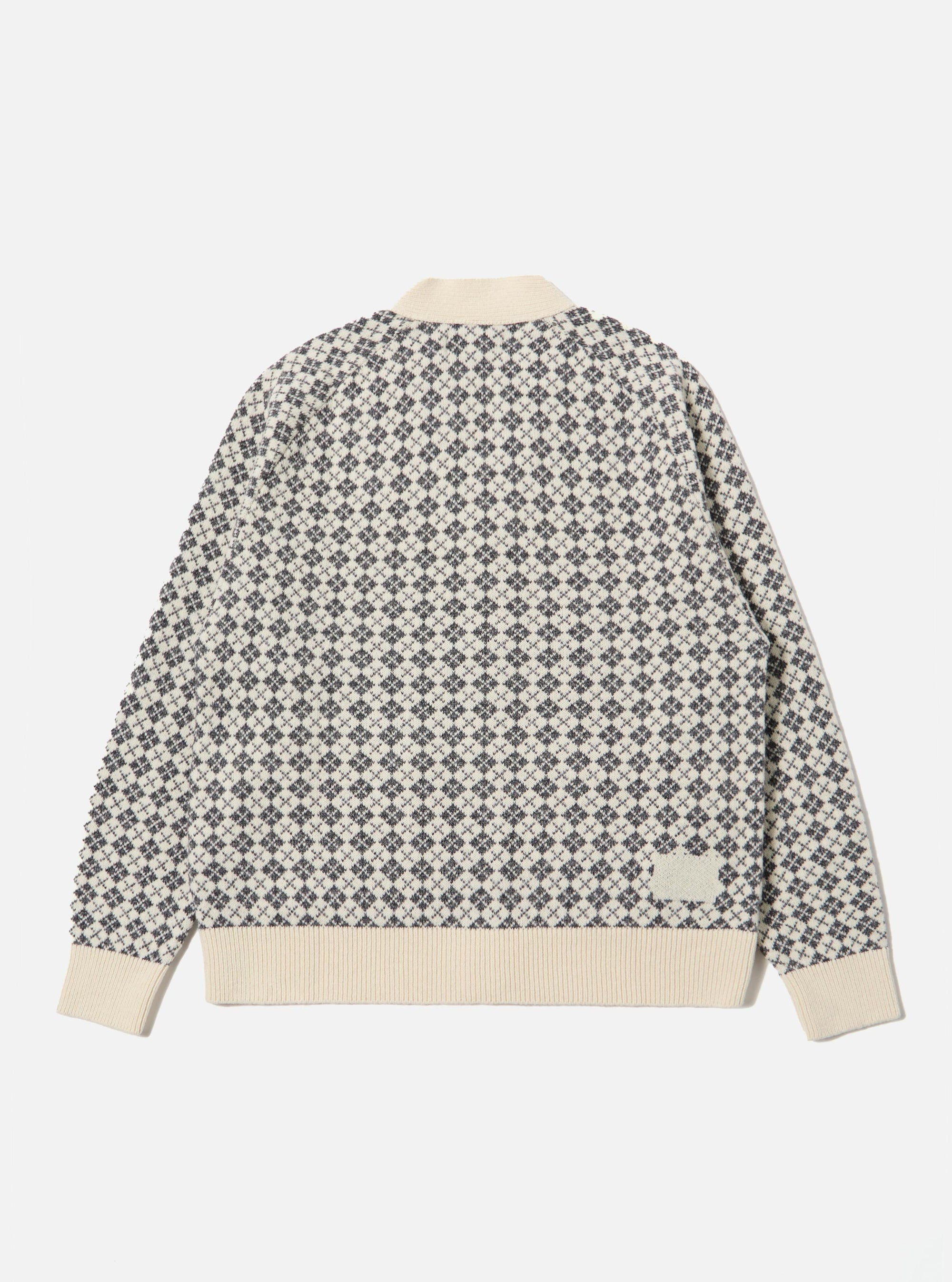 Ecru/Grey Plain Knit Argyll Allan Cardigan