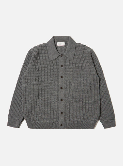 Grey Textured Merino Knit Charlie Cardigan