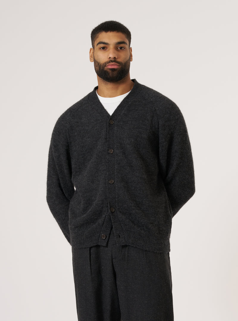 Charcoal Alpaca Knit David Cardigan