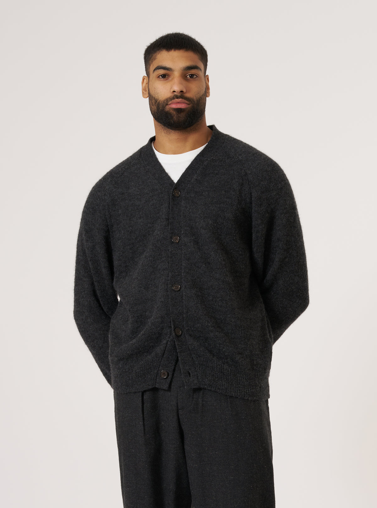 Charcoal Alpaca Knit David Cardigan