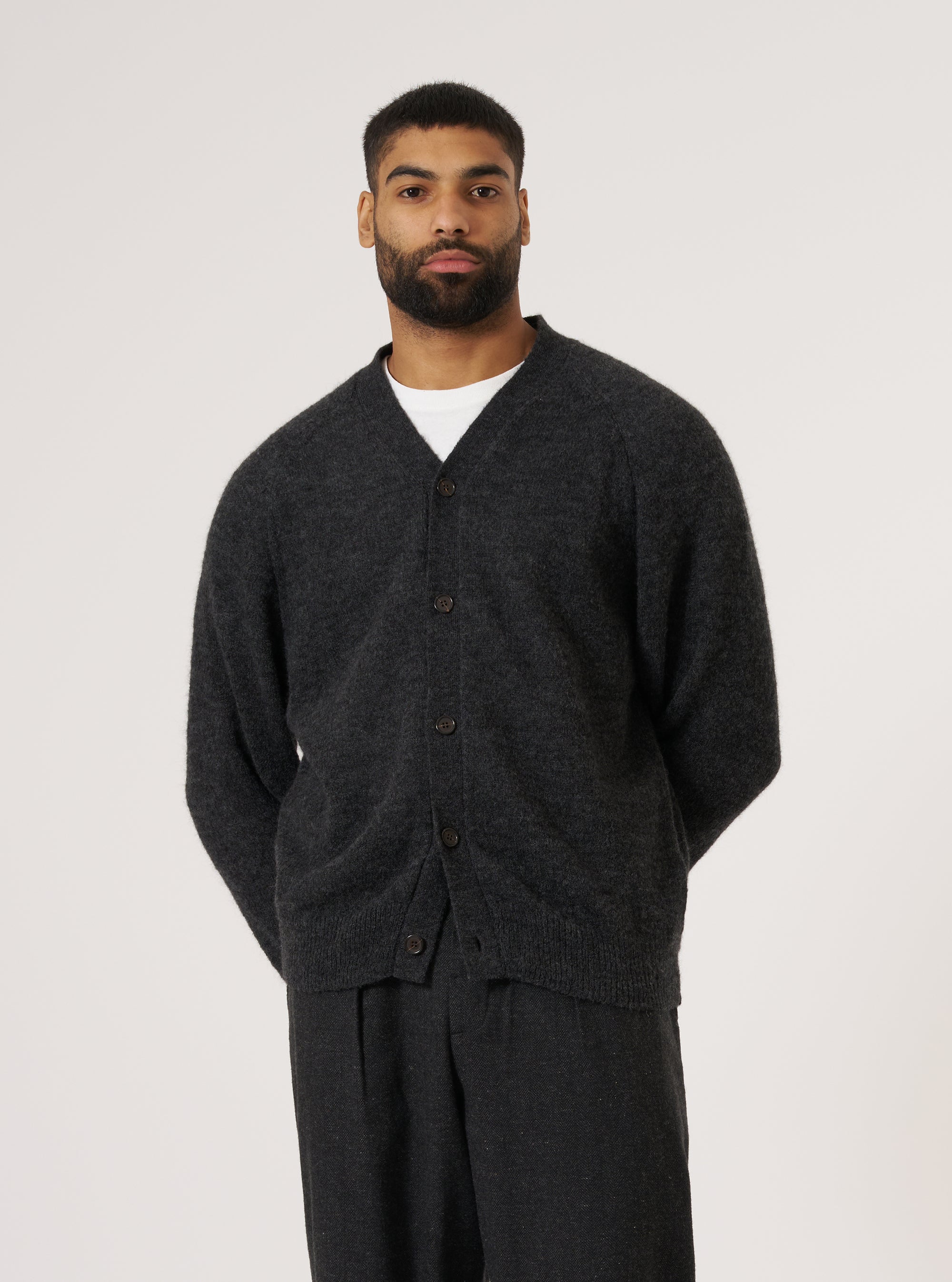 Charcoal Alpaca Knit David Cardigan