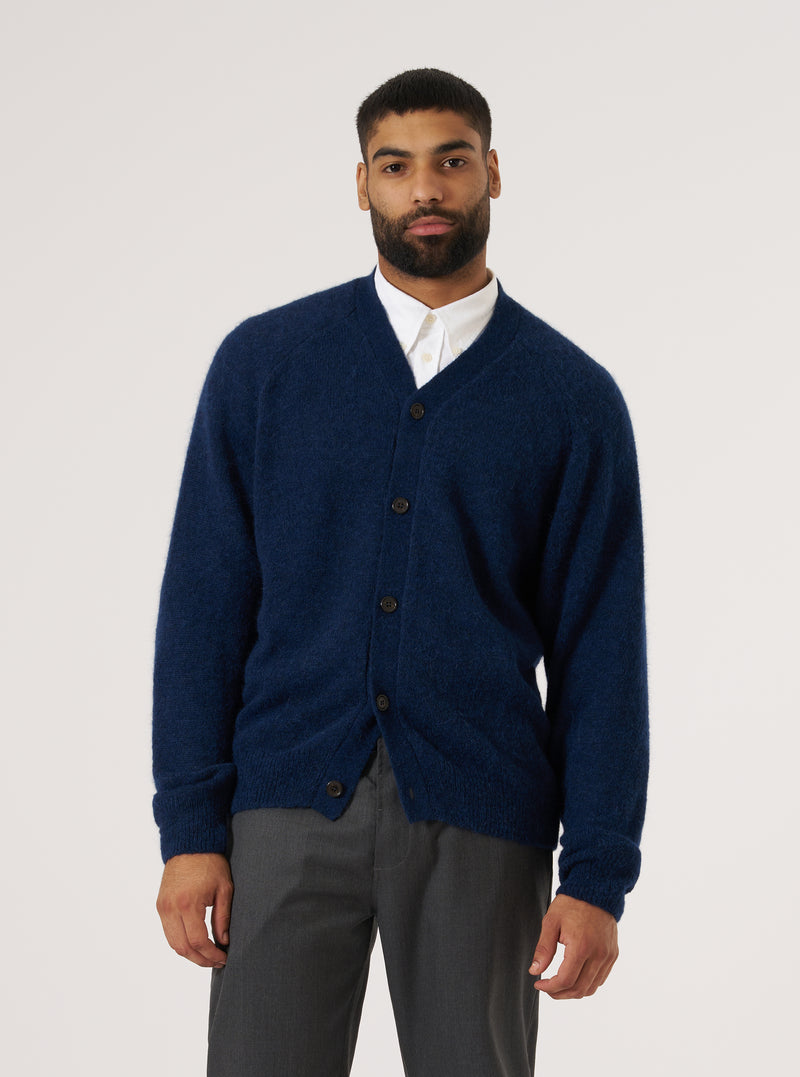 Navy Alpaca Knit David Cardigan