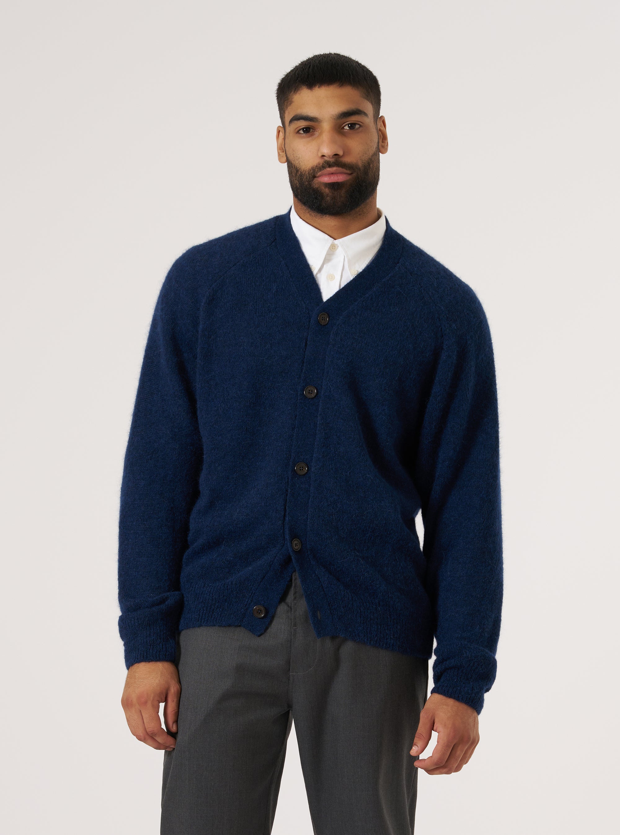 Navy Alpaca Knit David Cardigan
