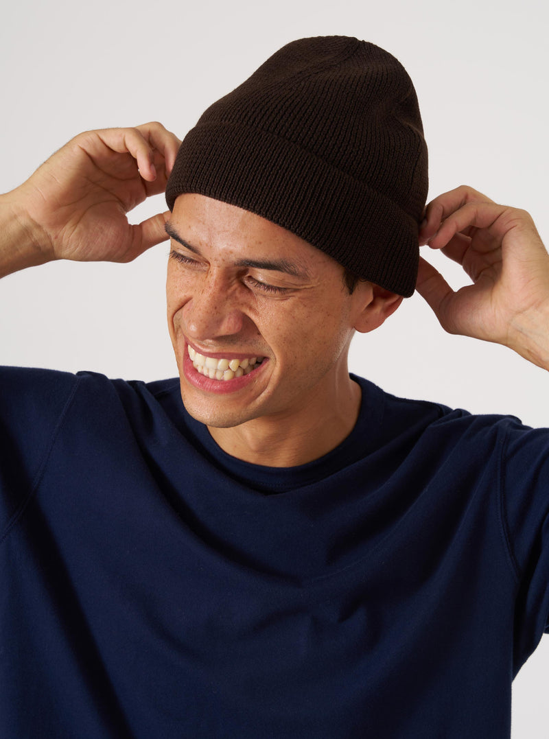 Brown Merino Knit Watch Cap