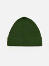 Close-up of a Green Merino Knit Watch Cap on a white background. The knit texture is visible.