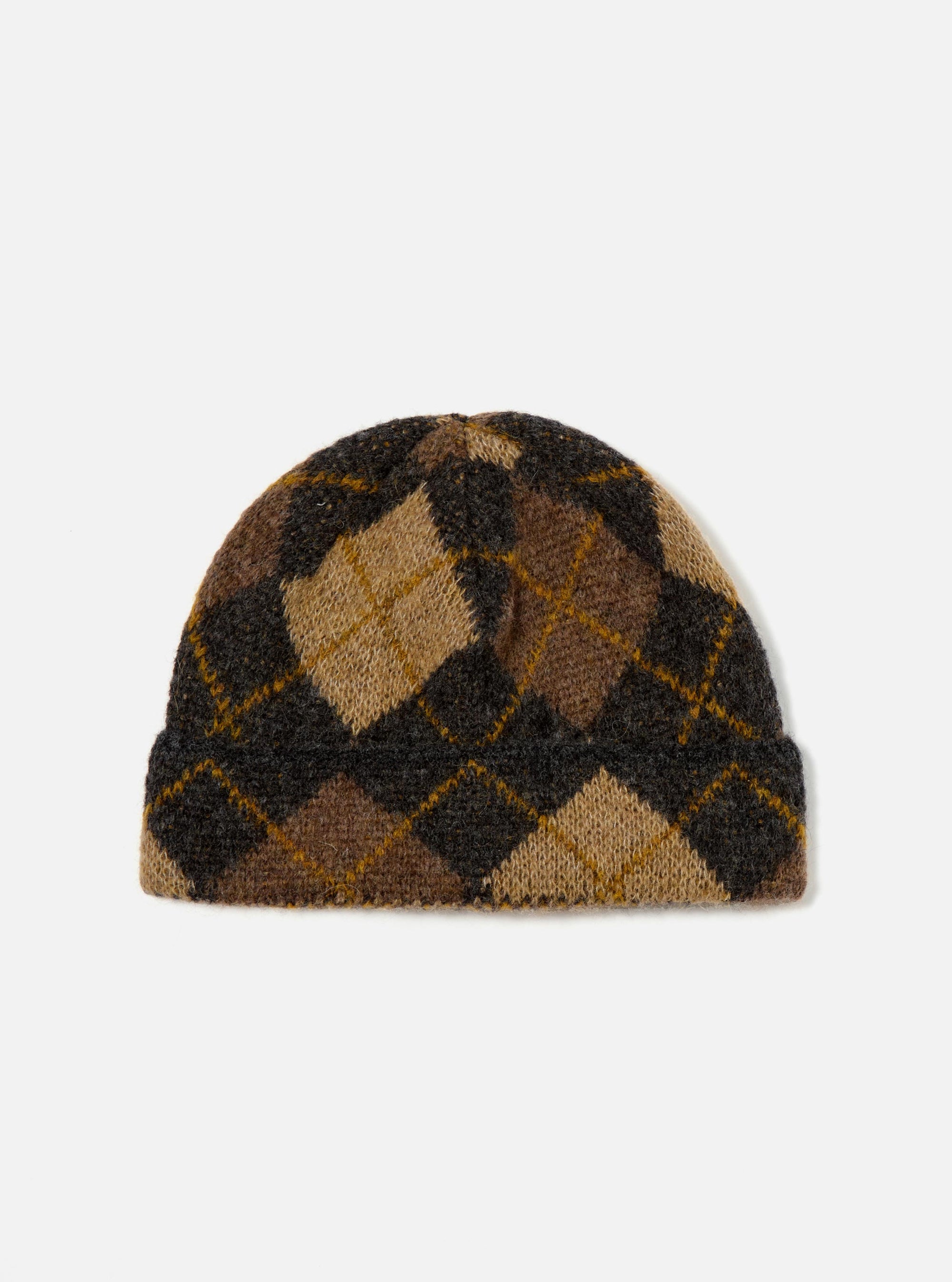 Brown Alpaca Knit Argyll Hat