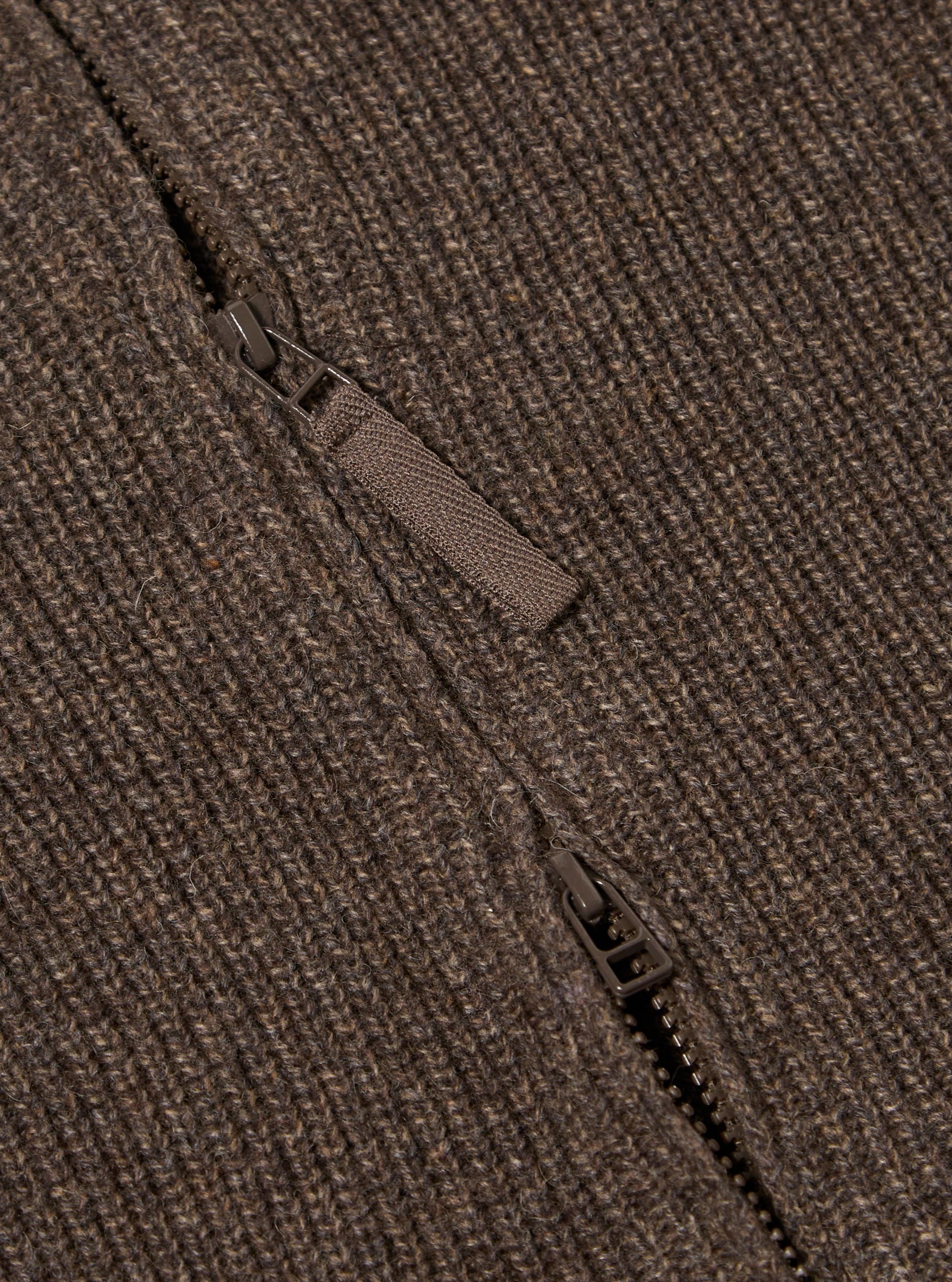 Brown Eco Wool Zip Cardigan