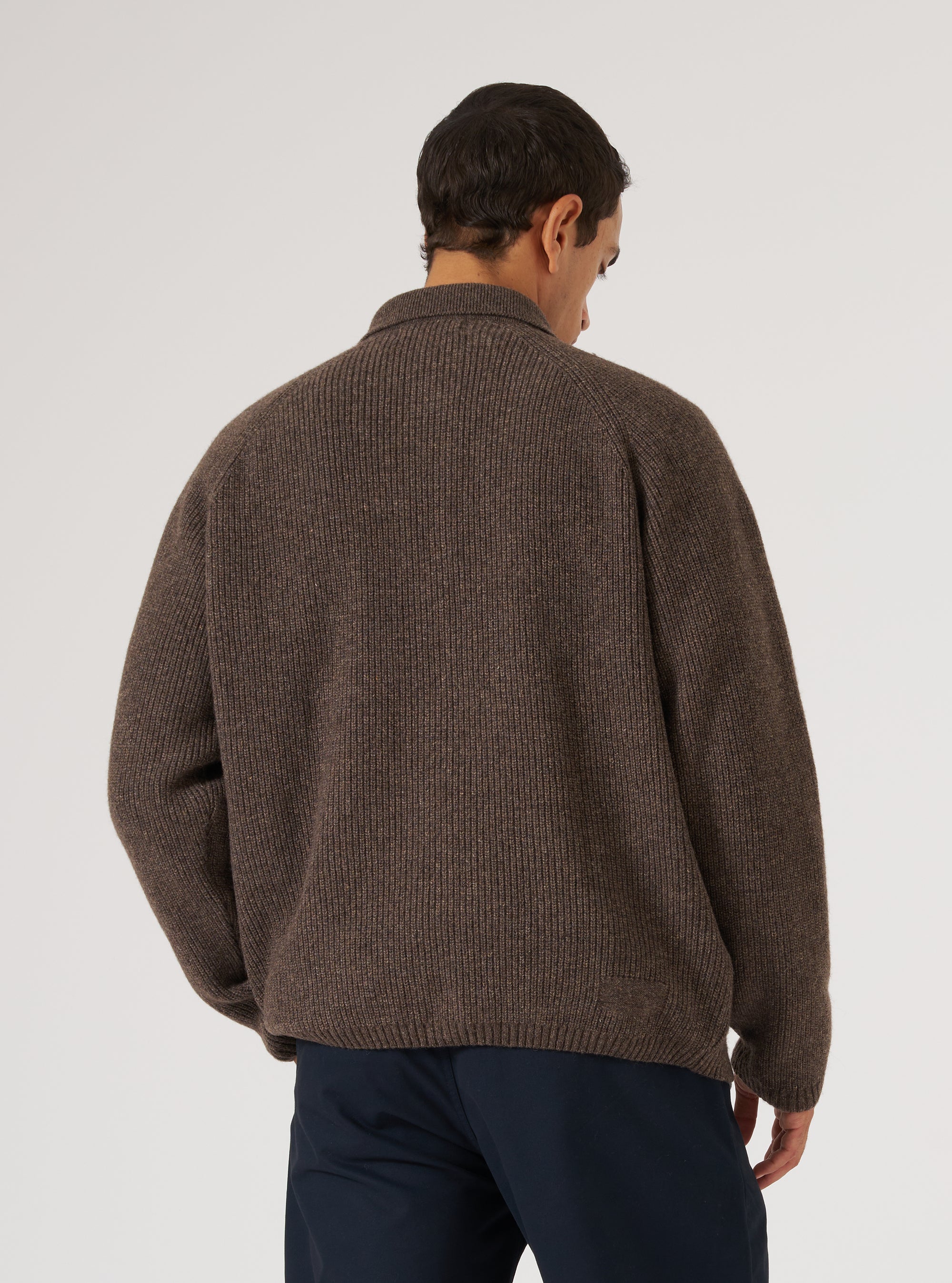 Brown Eco Wool Zip Cardigan
