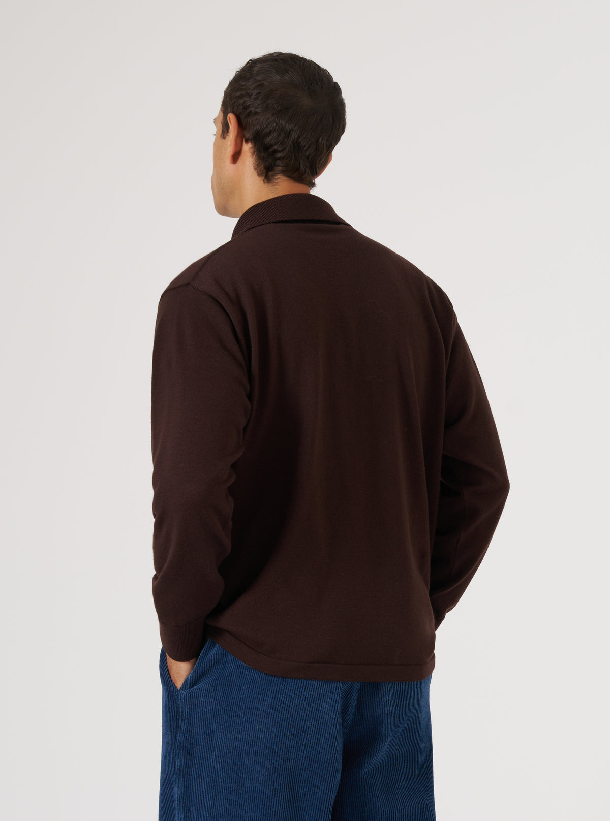 Brown Merino L/S Pullover Knit Shirt