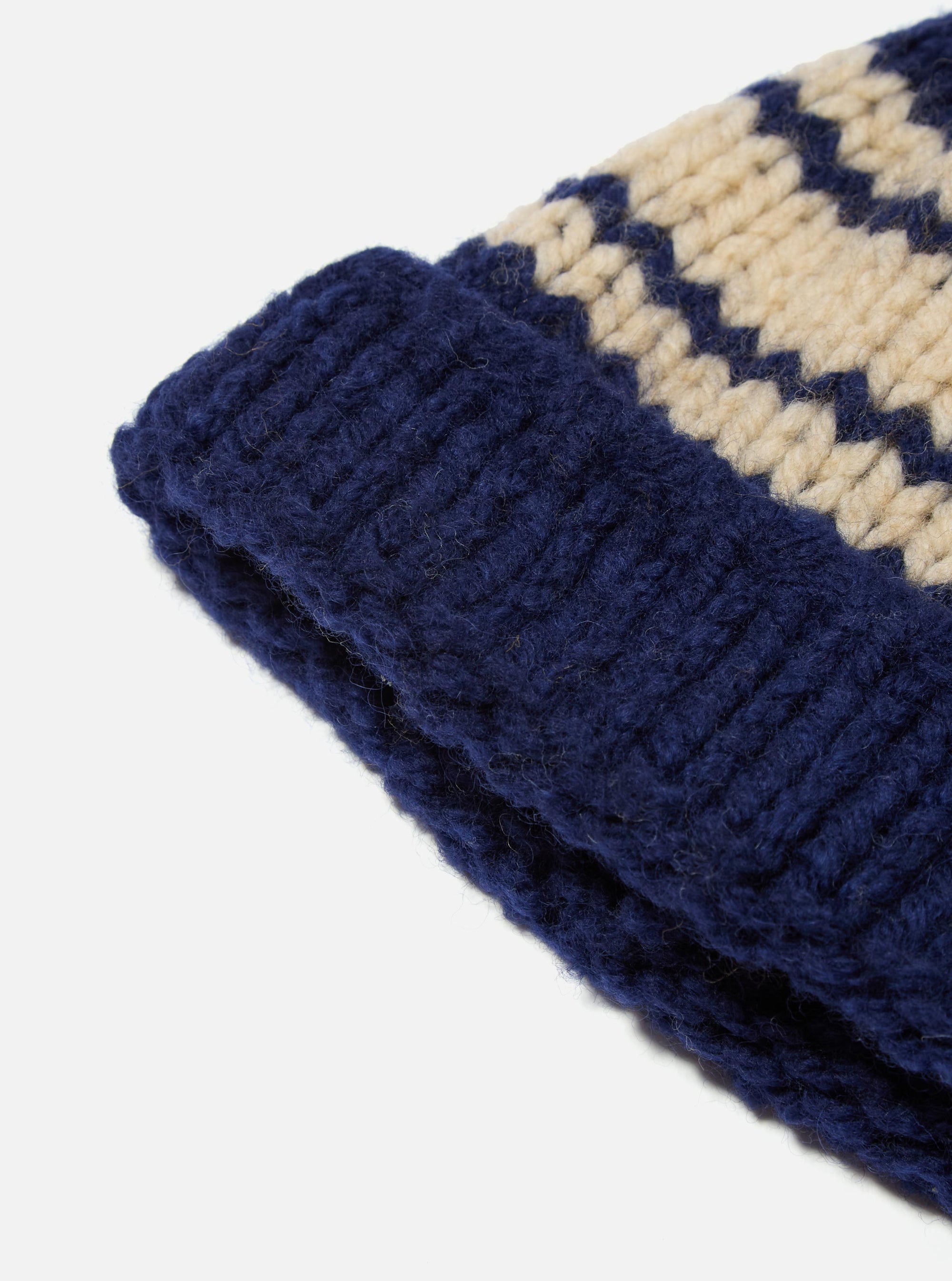 Navy Chunky Knit Stripe Lenny Hat