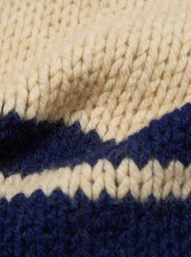 Sand Chunky Knit Stripe Lenny Scarf