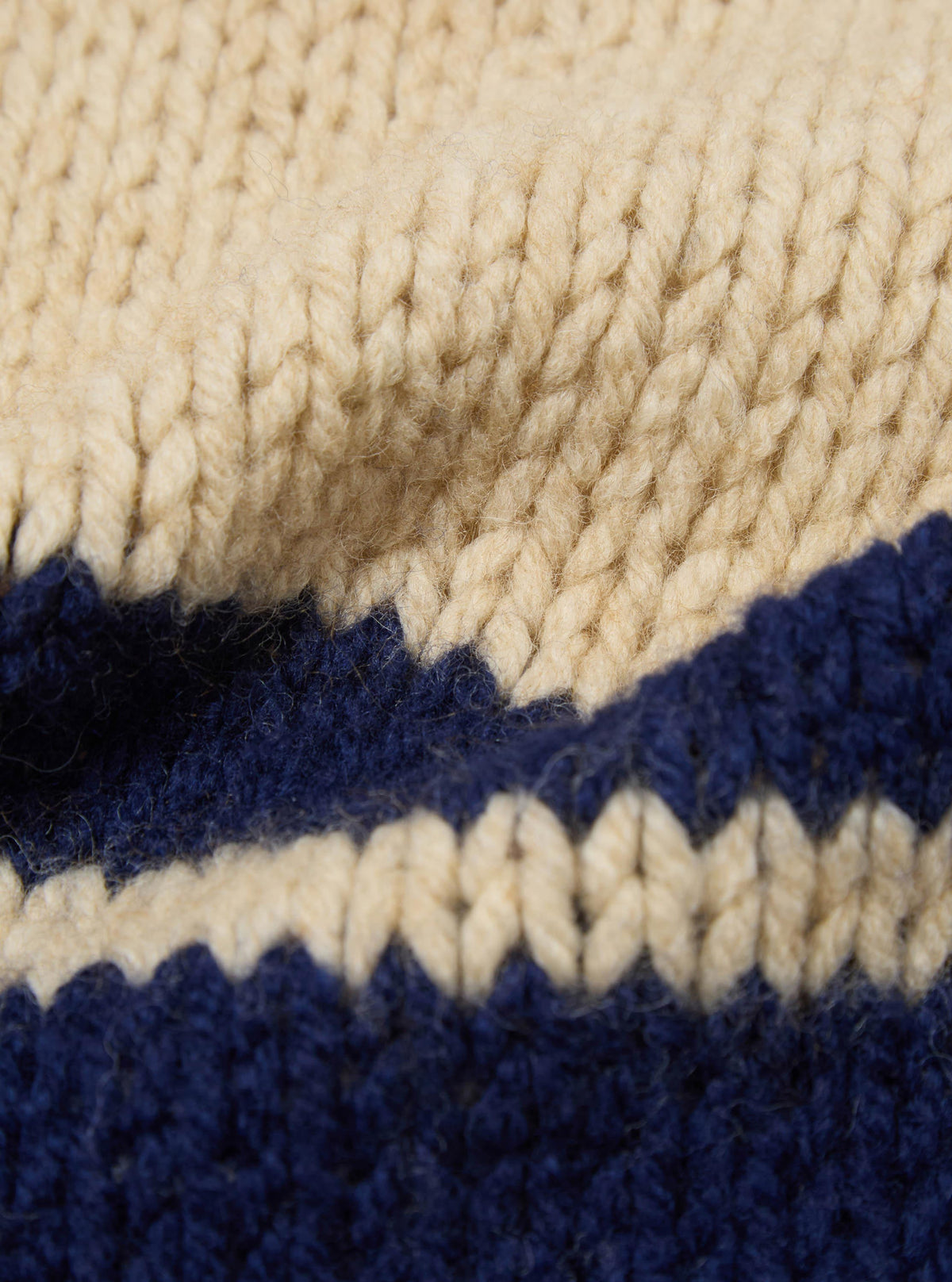 Sand Chunky Knit Stripe Lenny Scarf