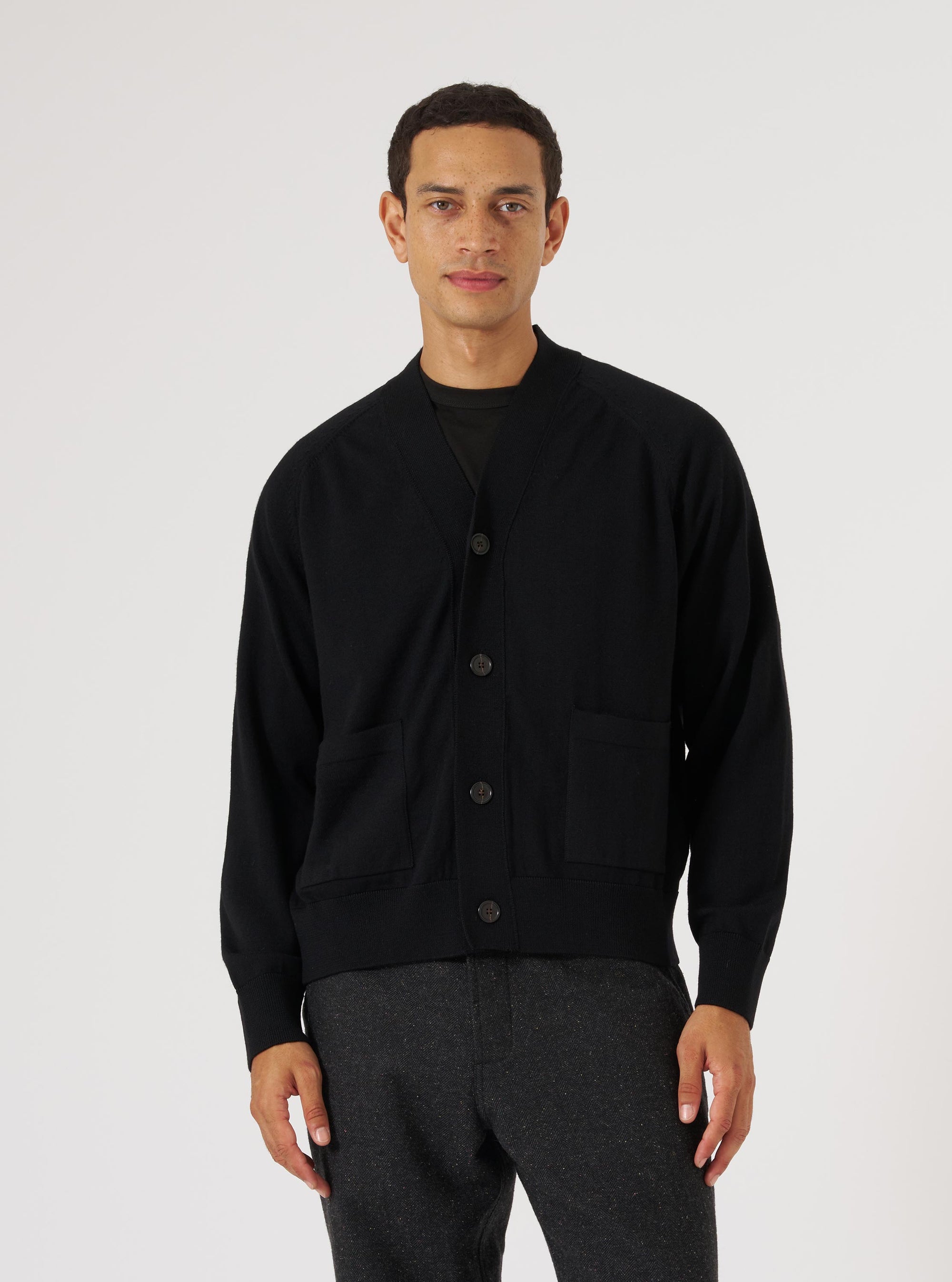 Black Merino Loose Cardigan