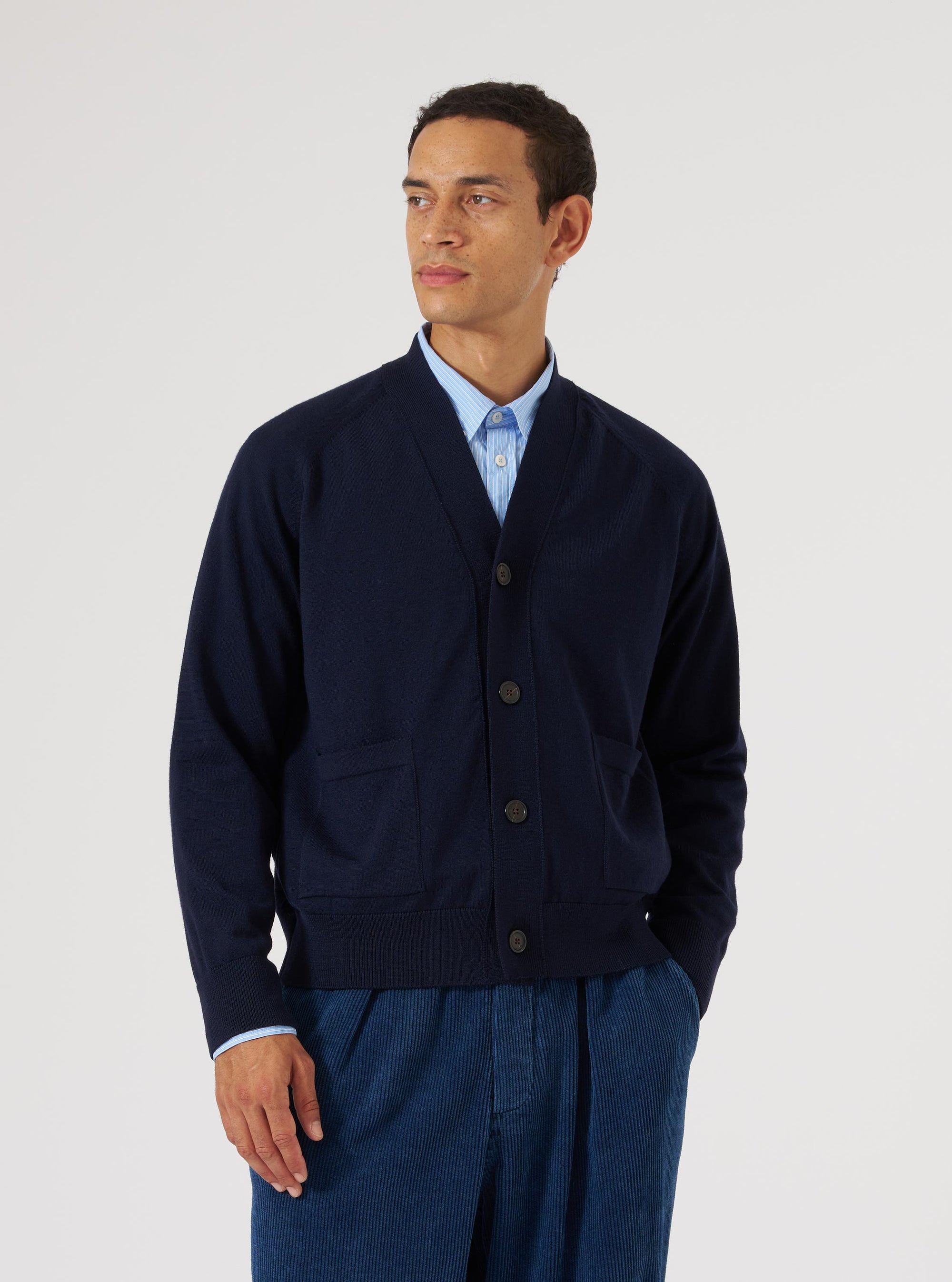 Navy Merino Loose Cardigan