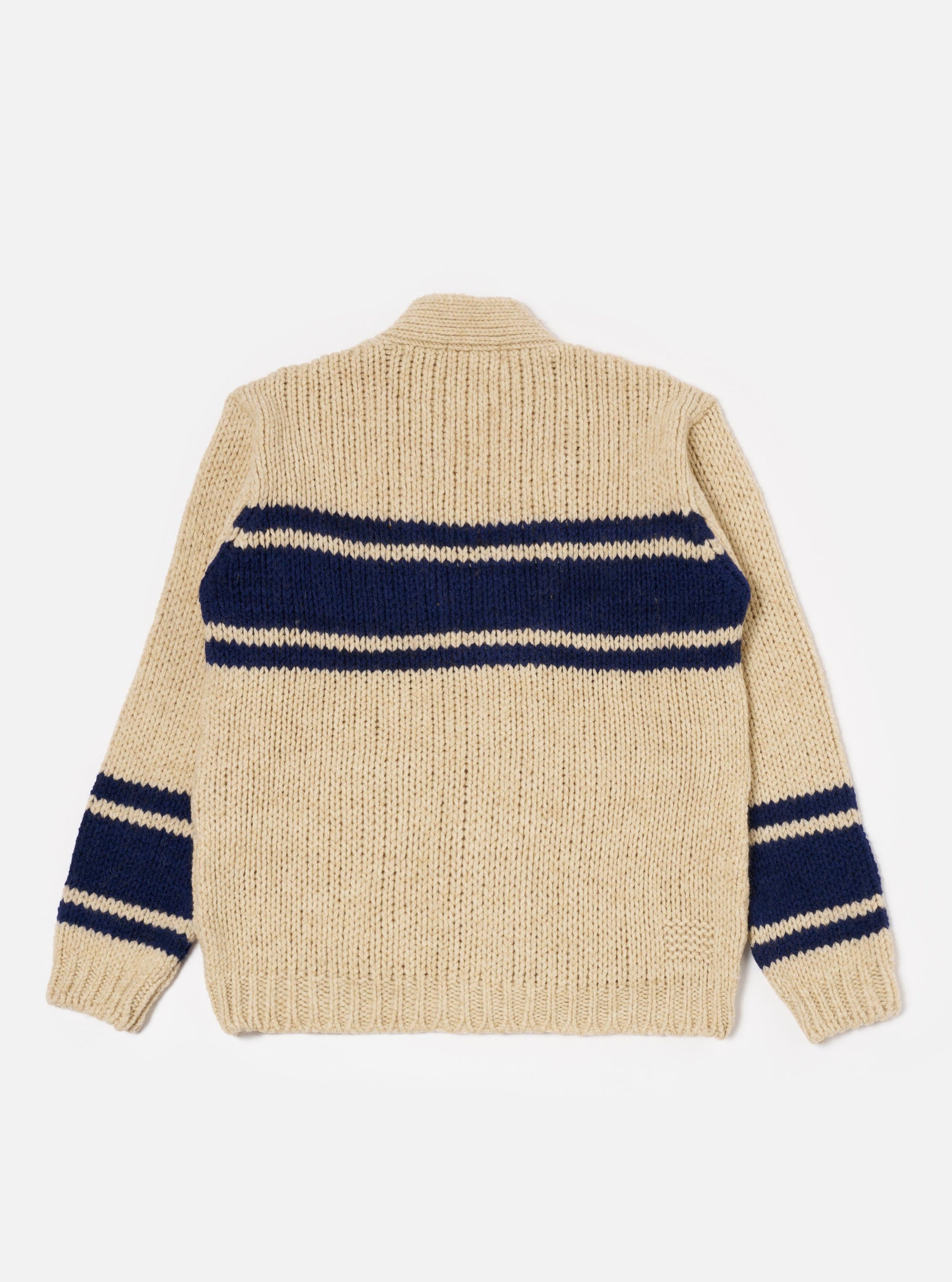 Sand Chunky Knit Stripe Langdale Cardigan