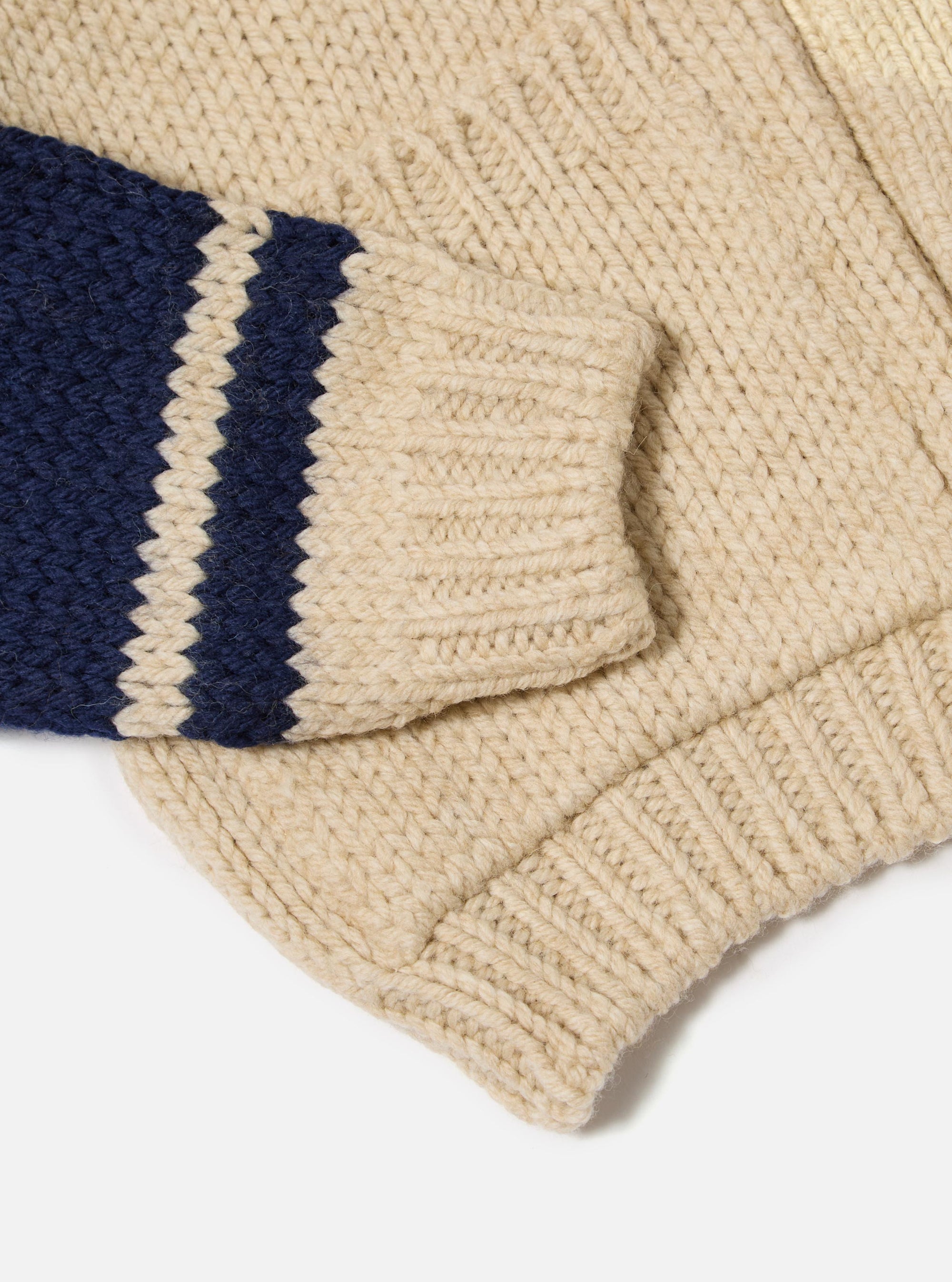 Sand Chunky Knit Stripe Langdale Cardigan