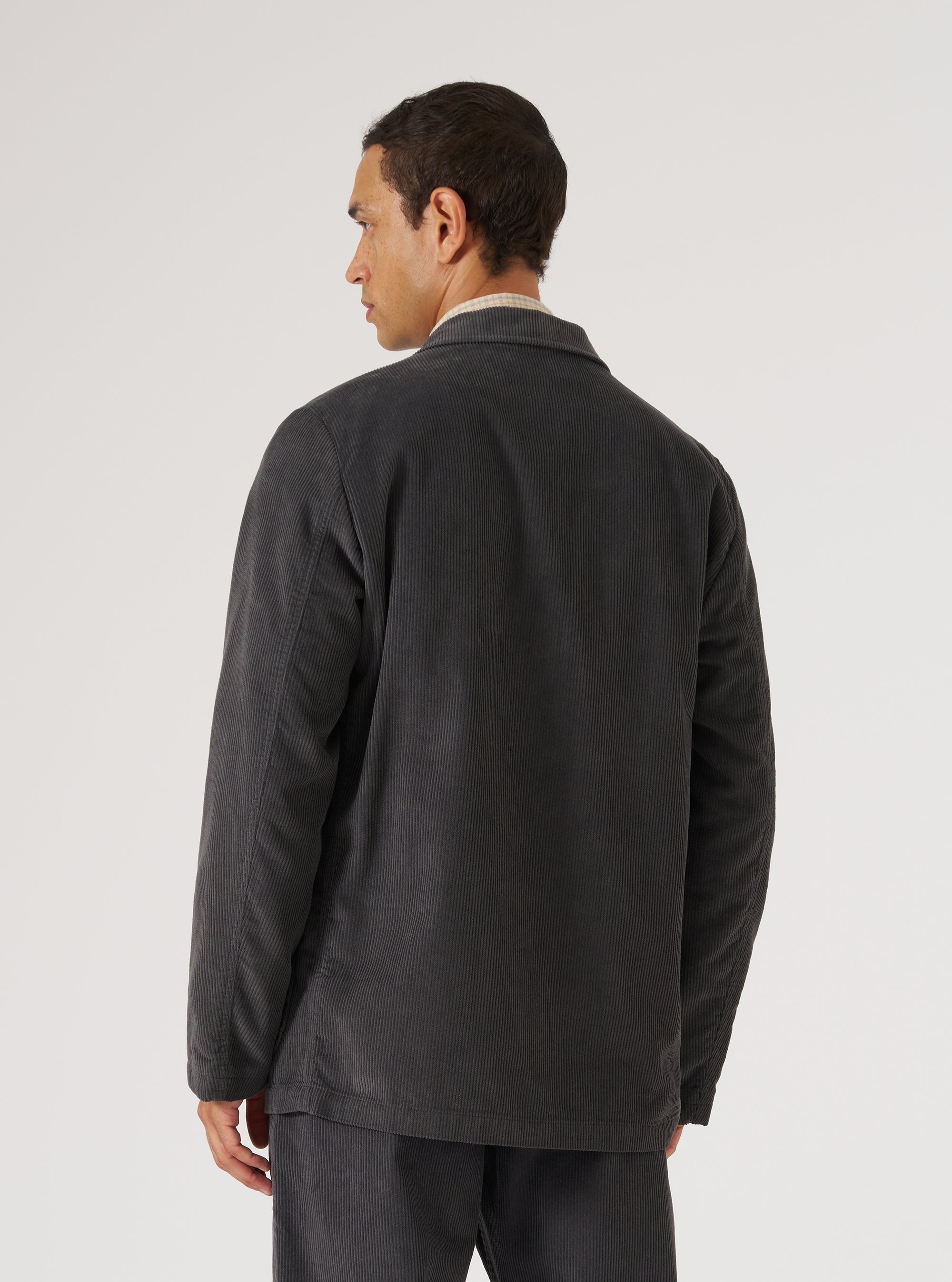 Charcoal Cord Three Button Jacket
