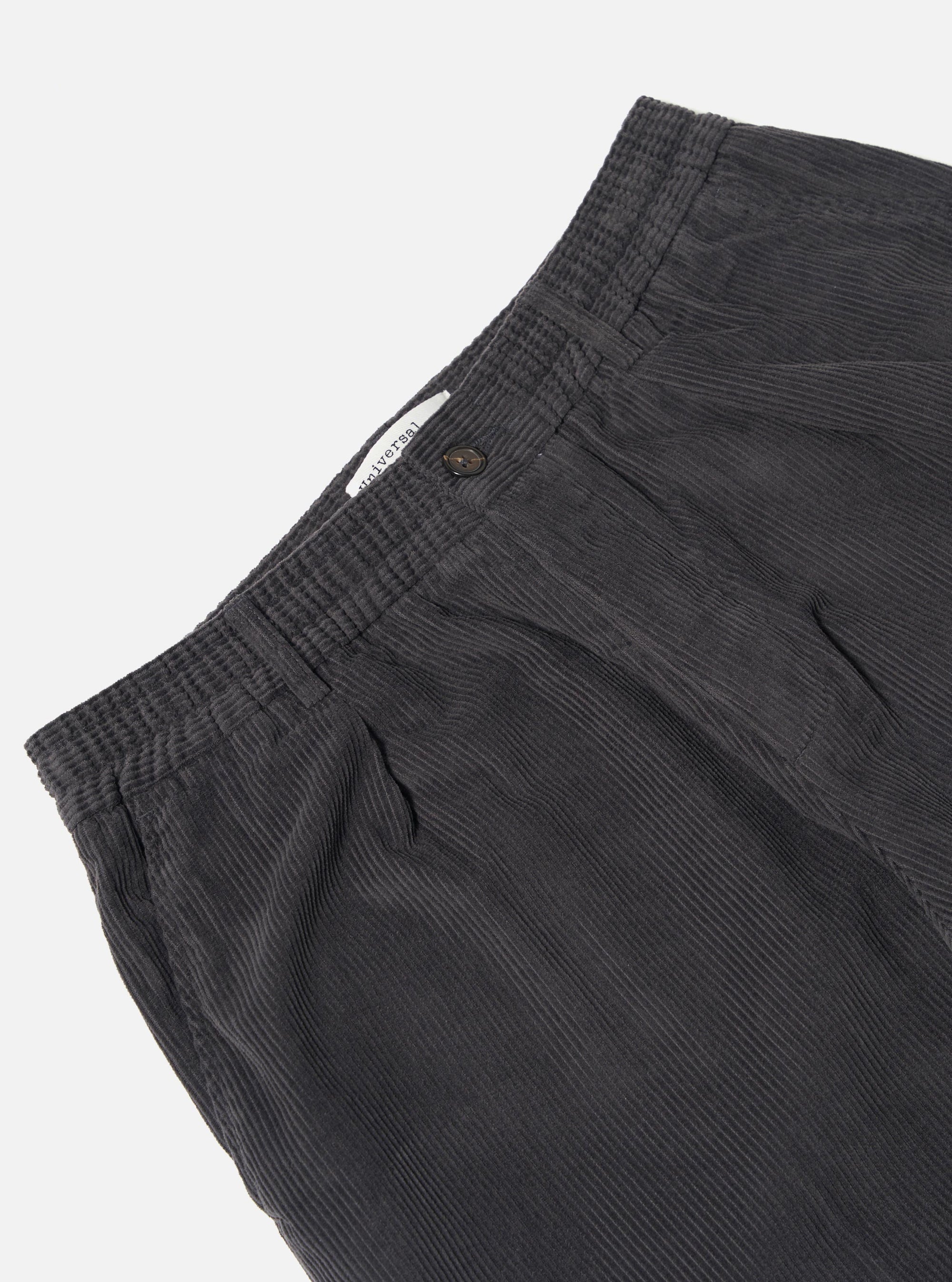 Charcoal Cord Pleated Track Pant