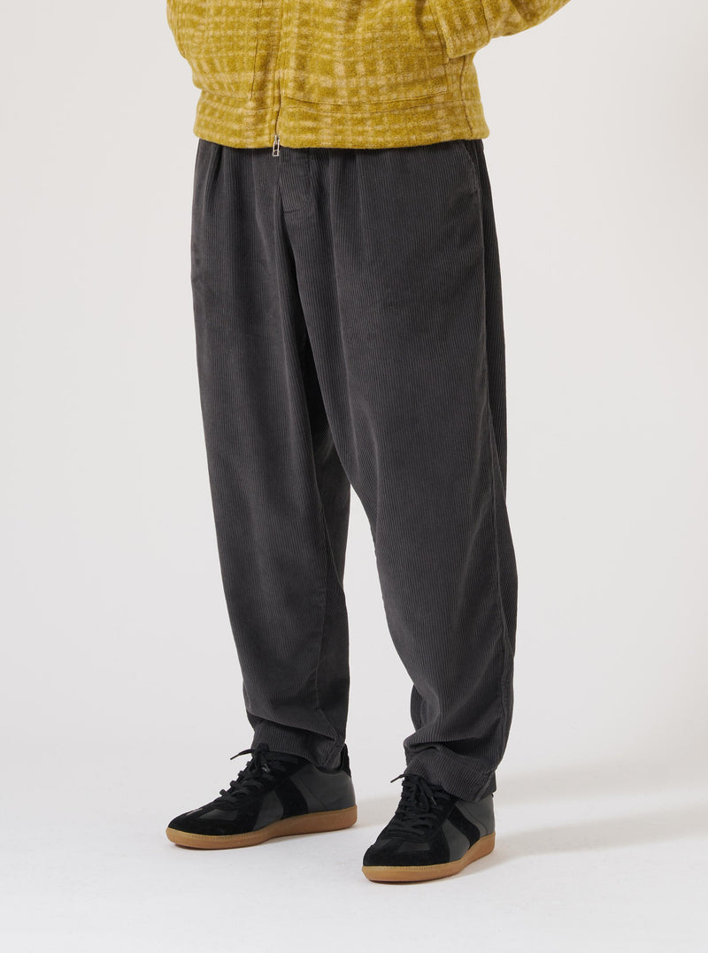 Charcoal Cord Pleated Track Pant