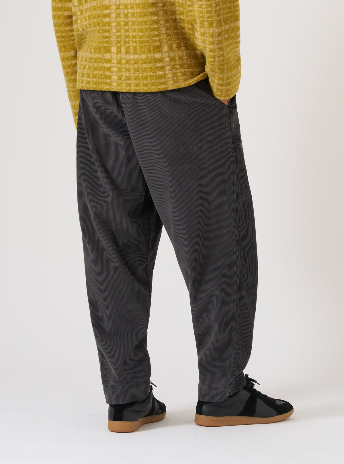 Charcoal Cord Pleated Track Pant