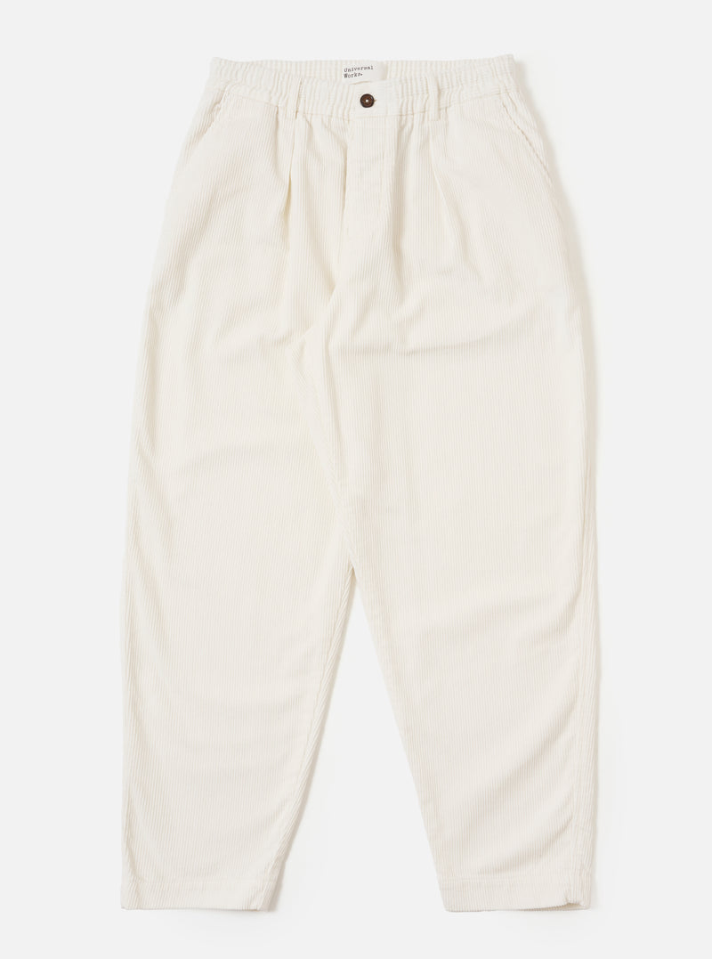 Ecru Cord Pleated Track Pant