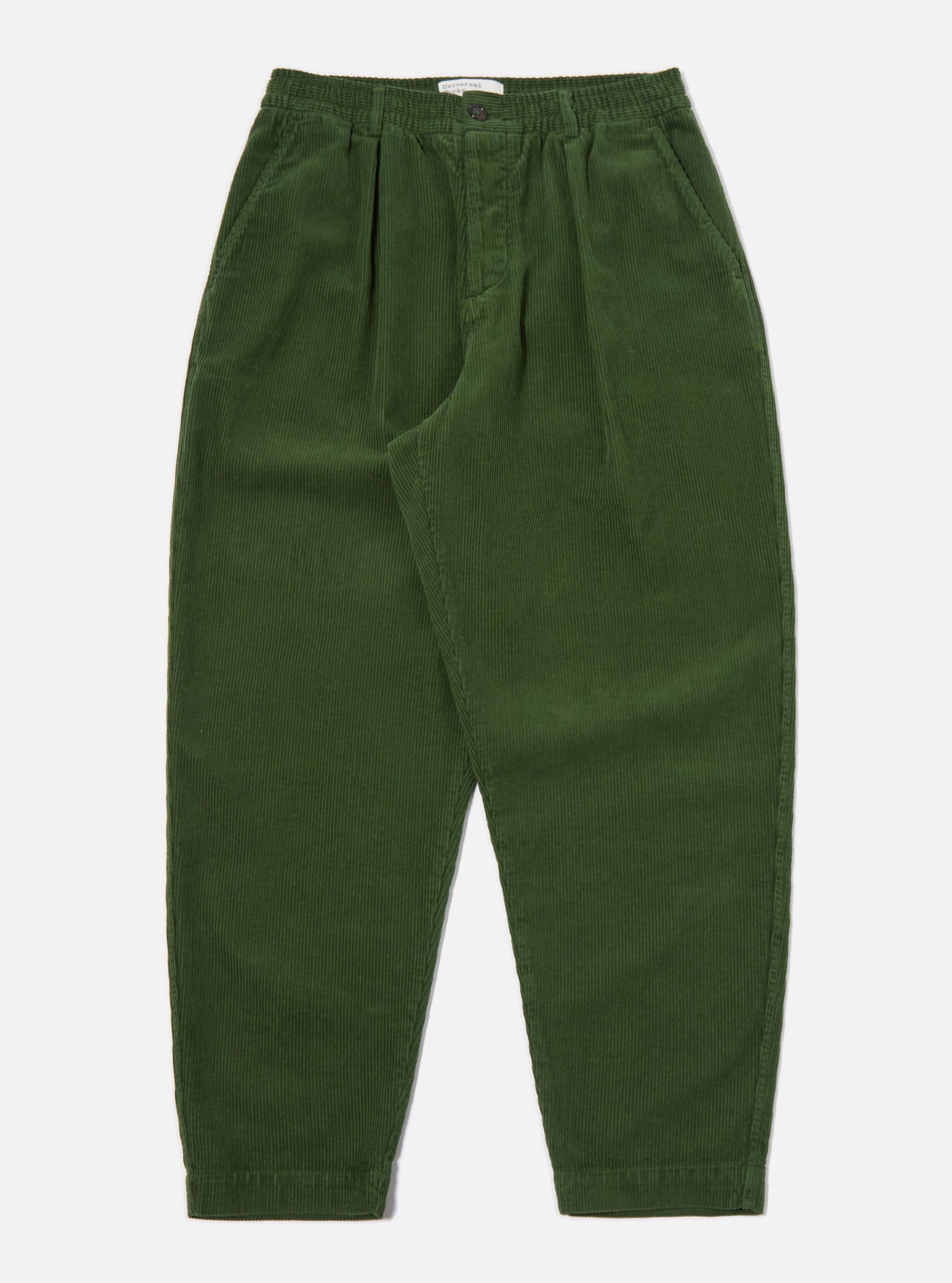 Green Cord Pleated Track Pant
