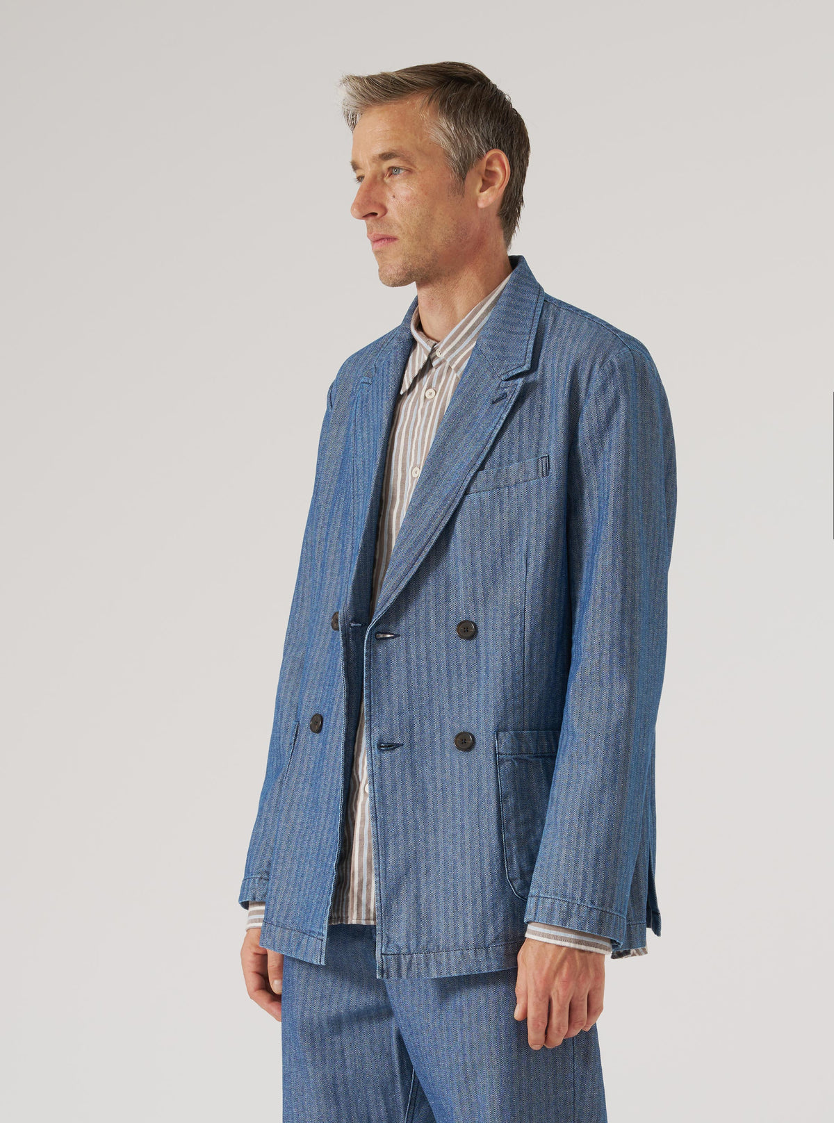 Indigo Denim Herringbone Manor Jacket