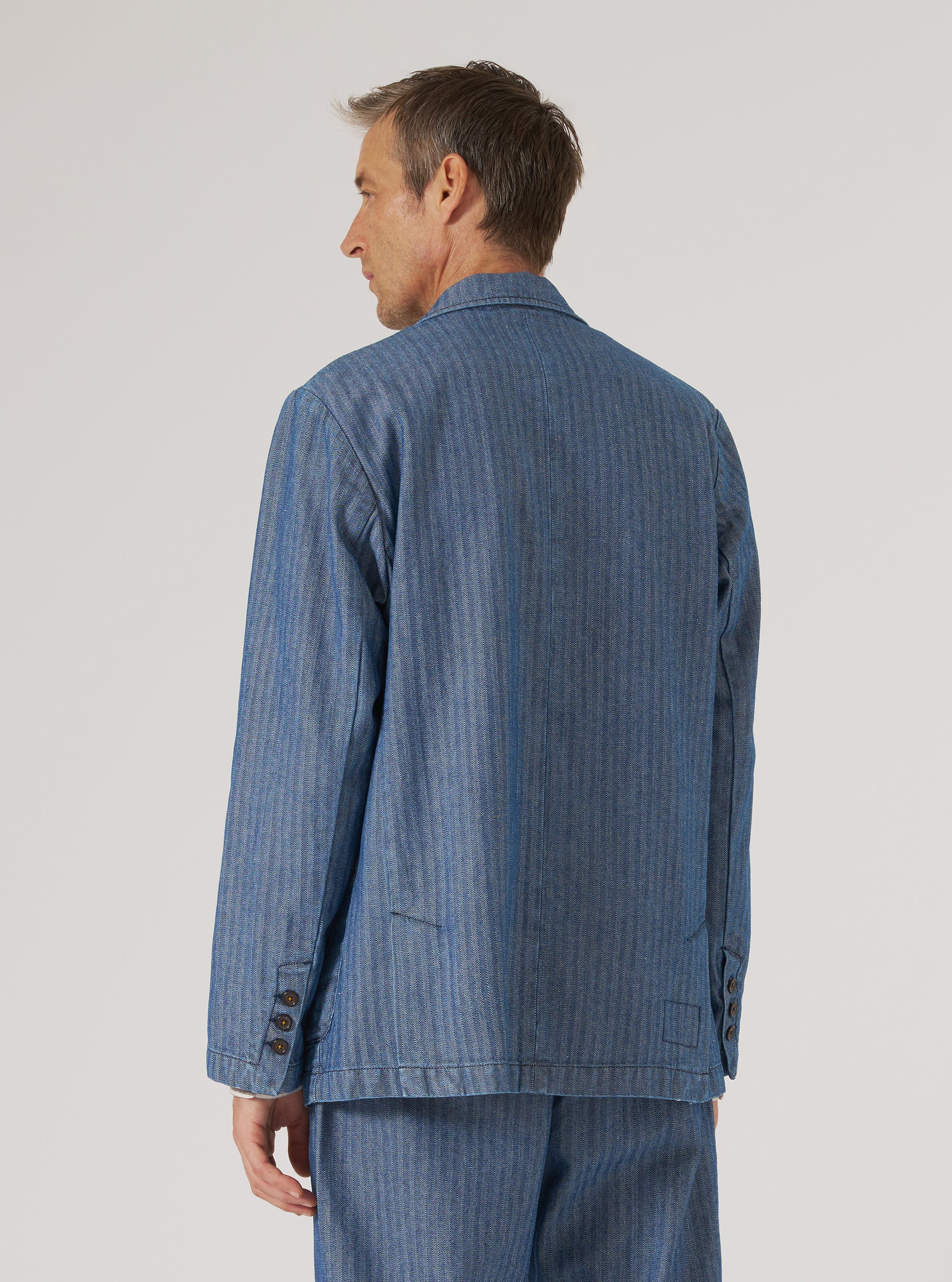 Indigo Denim Herringbone Manor Jacket