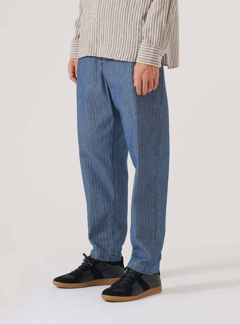 Indigo Denim Herringbone Military Chino