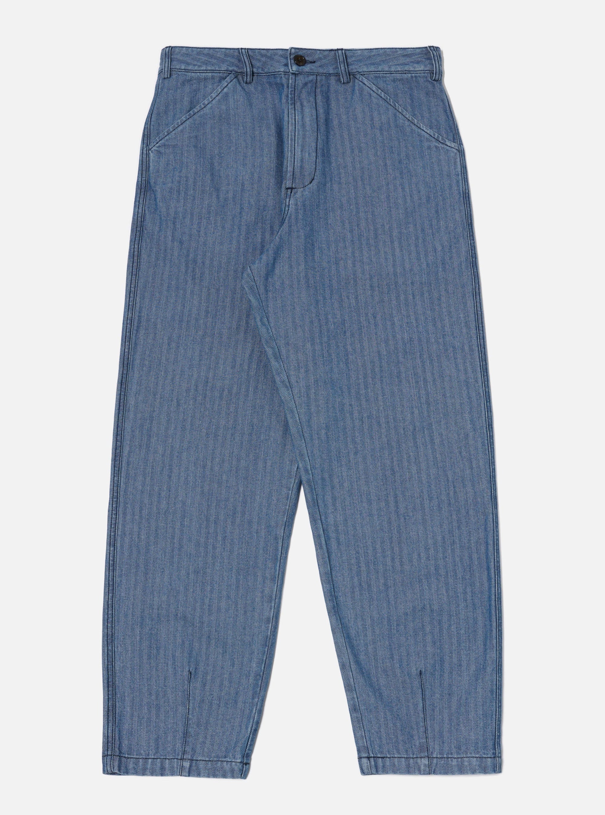 Indigo Denim Herringbone Utility Pant