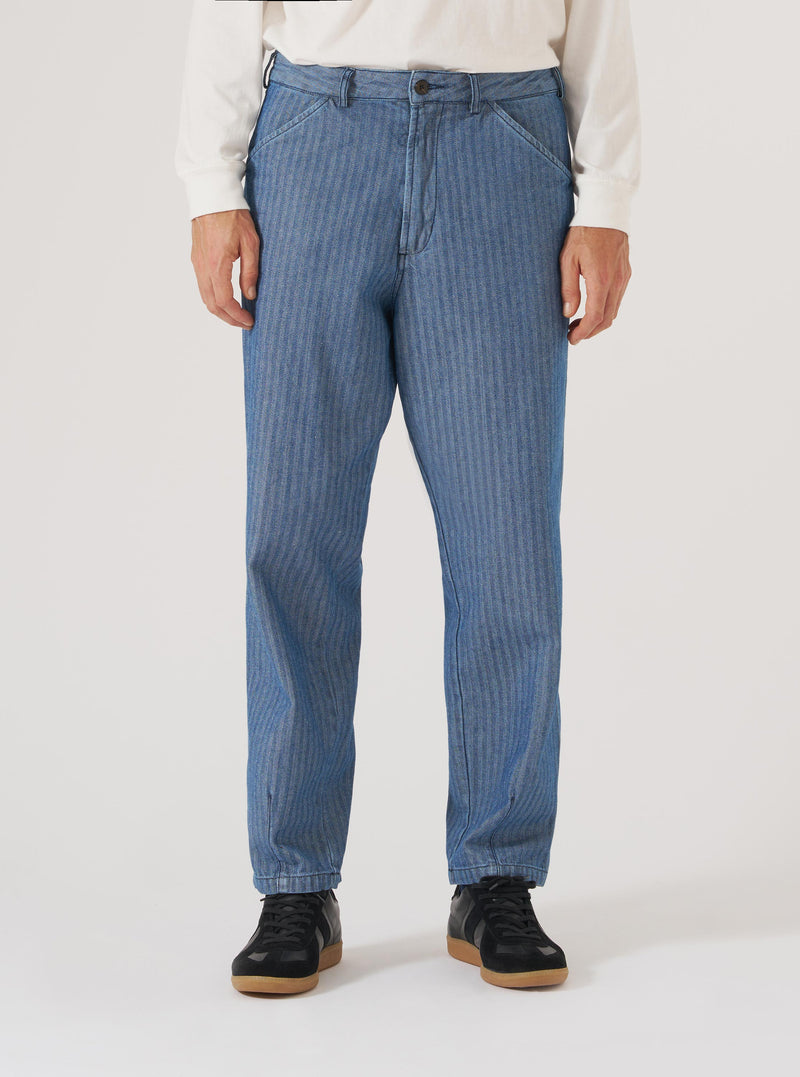 Indigo Denim Herringbone Utility Pant