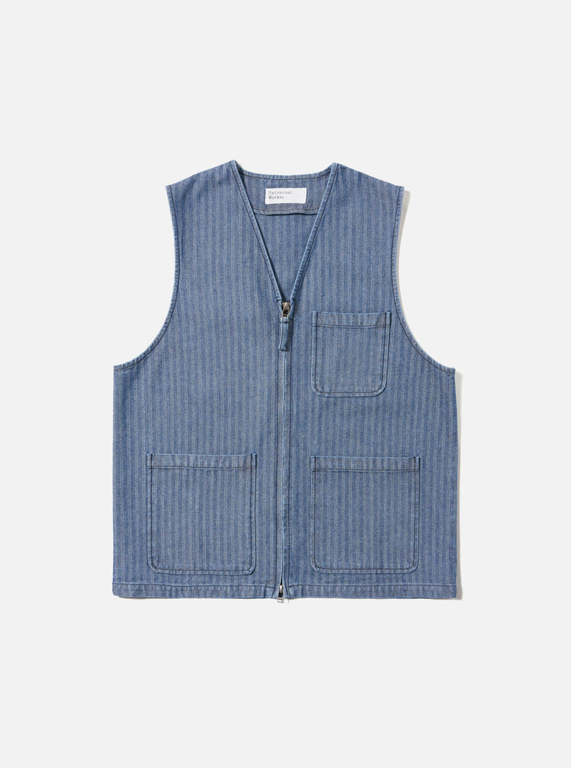 Indigo Denim Herringbone Operators Gilet