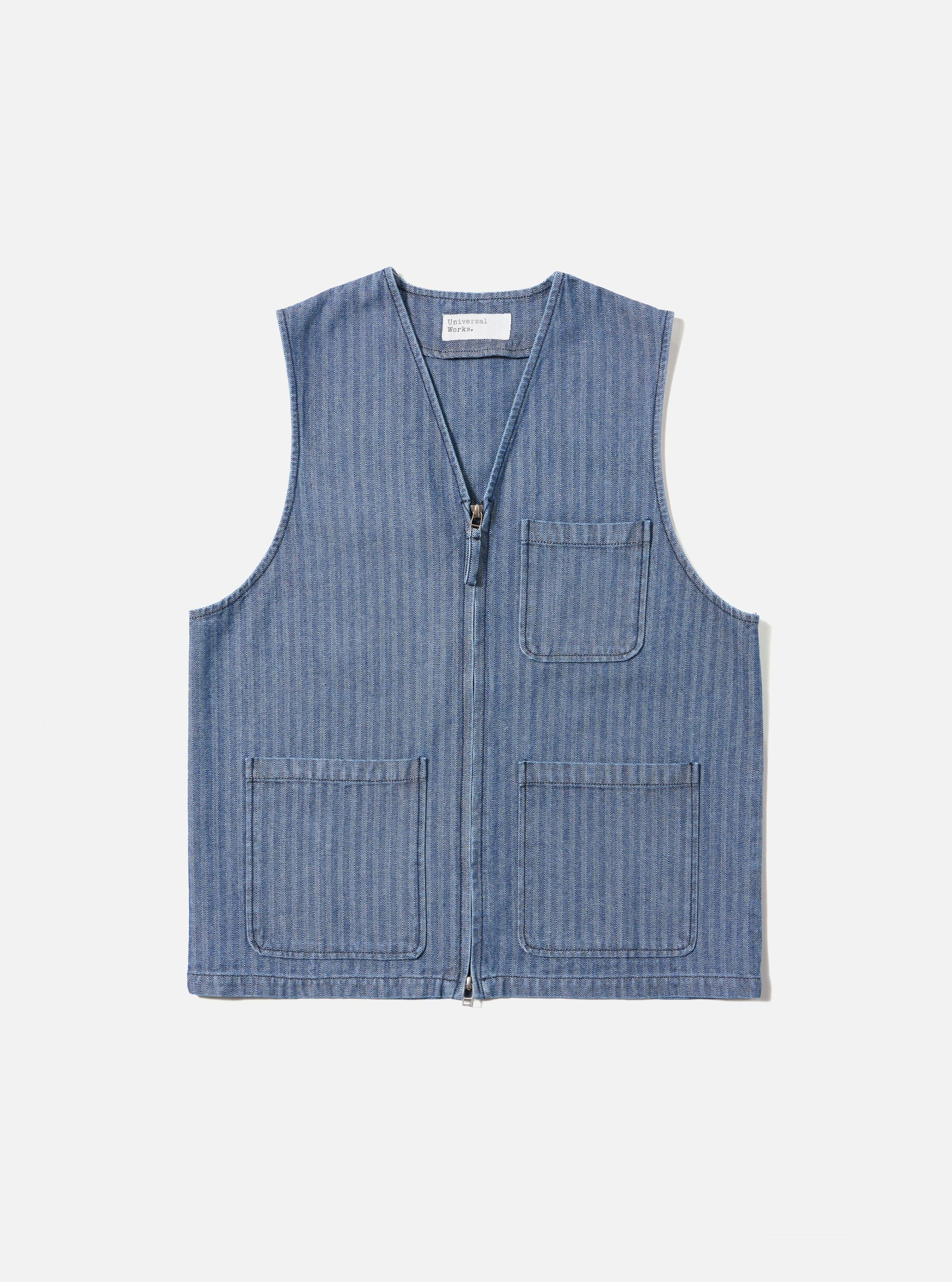Indigo Denim Herringbone Operators Gilet