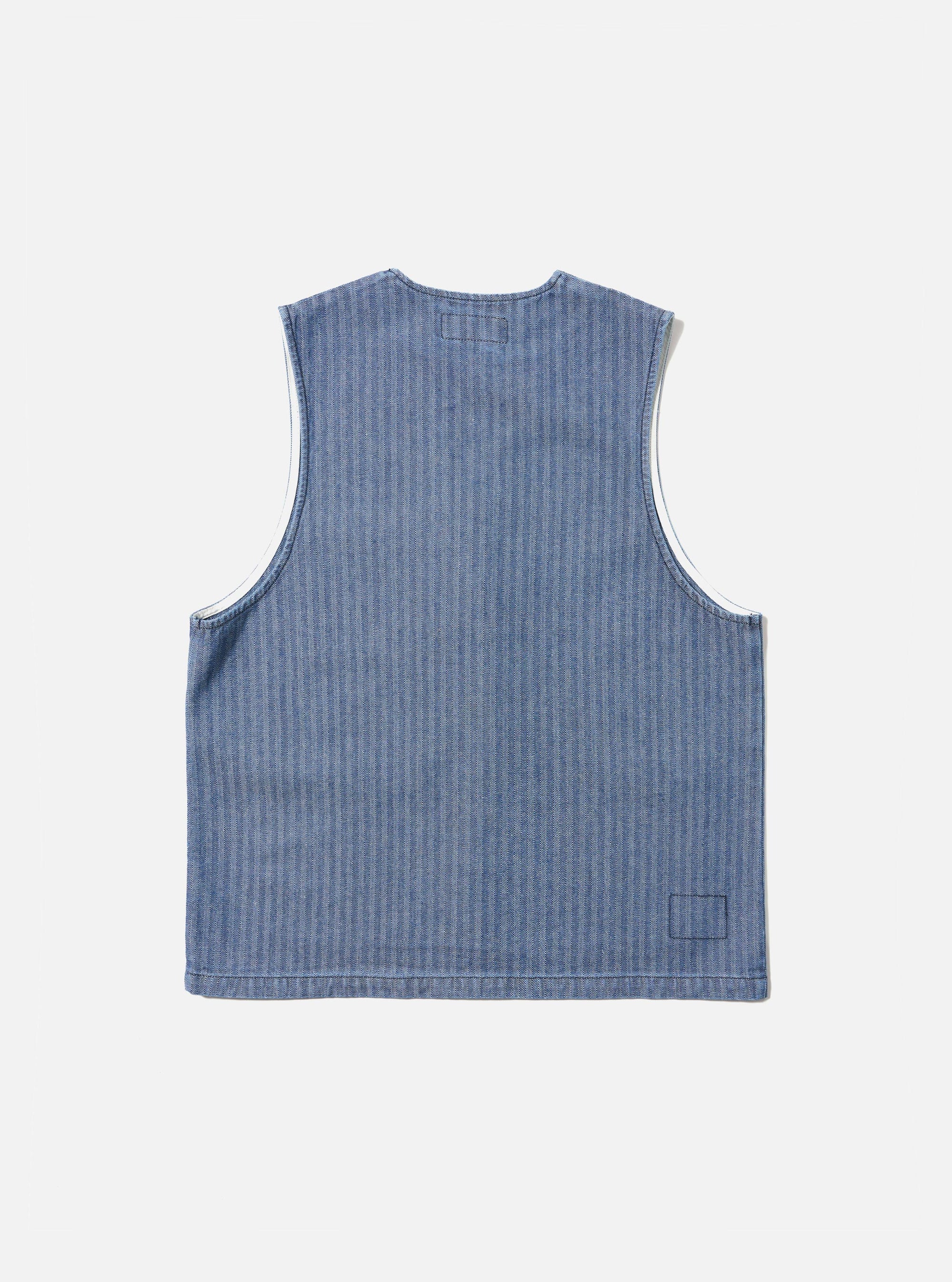 Indigo Denim Herringbone Operators Gilet