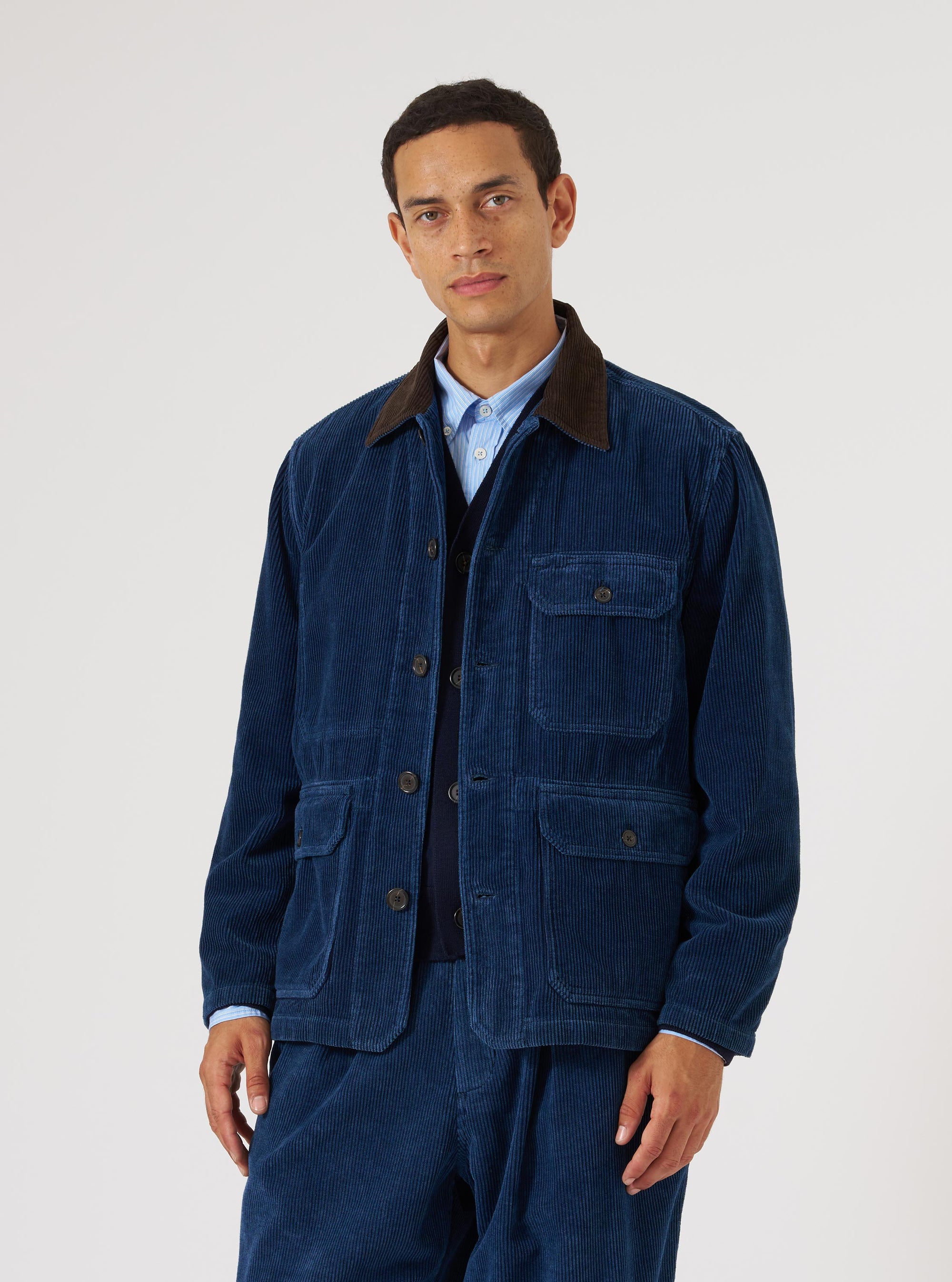 Indigo Recycled Cord Utility Jacket