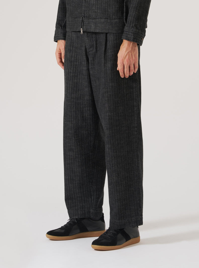 Black Italian Cotton Denim Duke Pant
