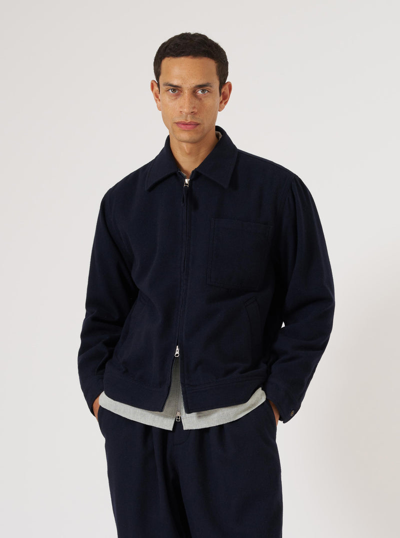 Dark Navy Soft Recycled Wool Rose Bowl Jacket