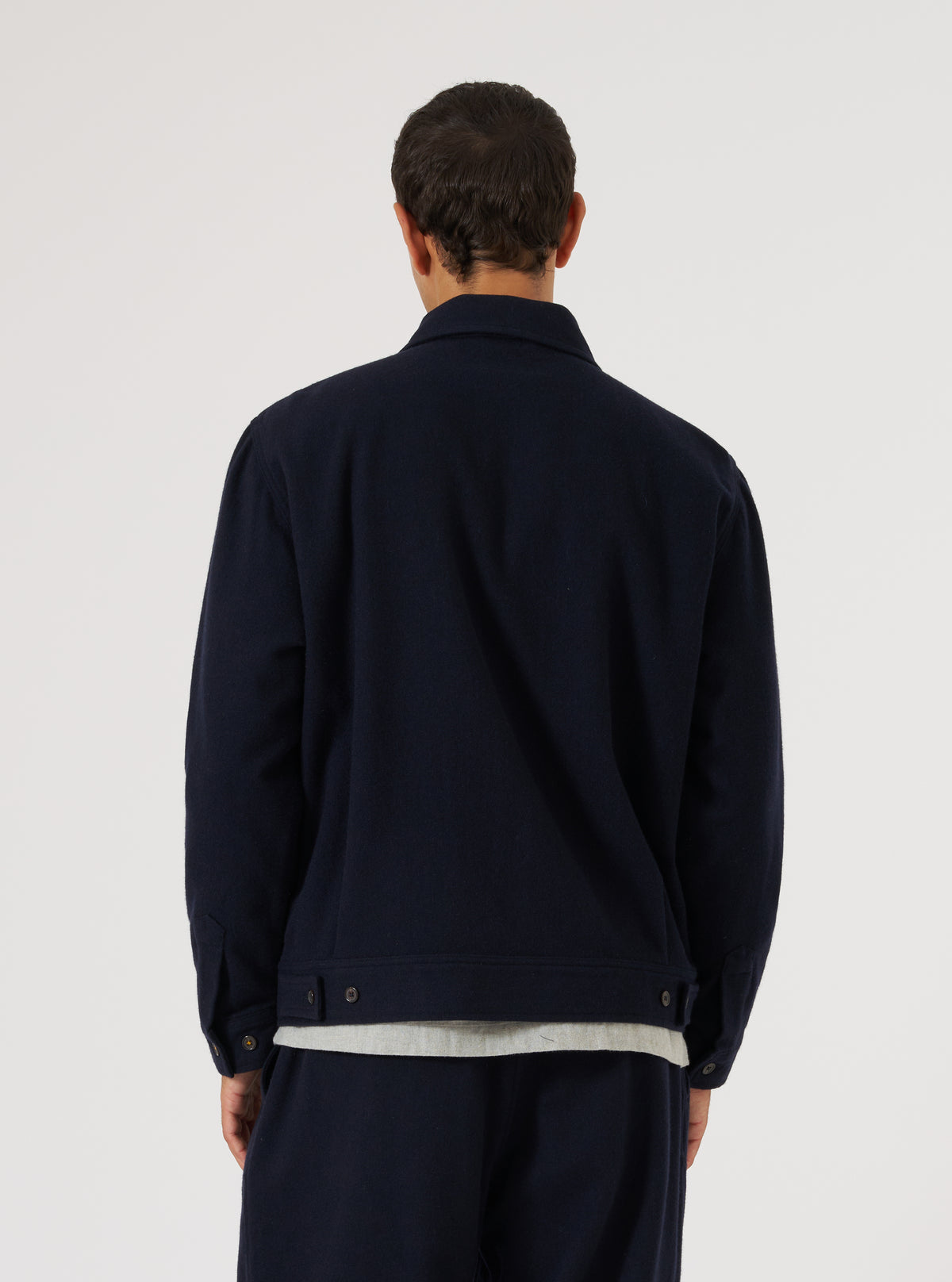 Dark Navy Soft Recycled Wool Rose Bowl Jacket
